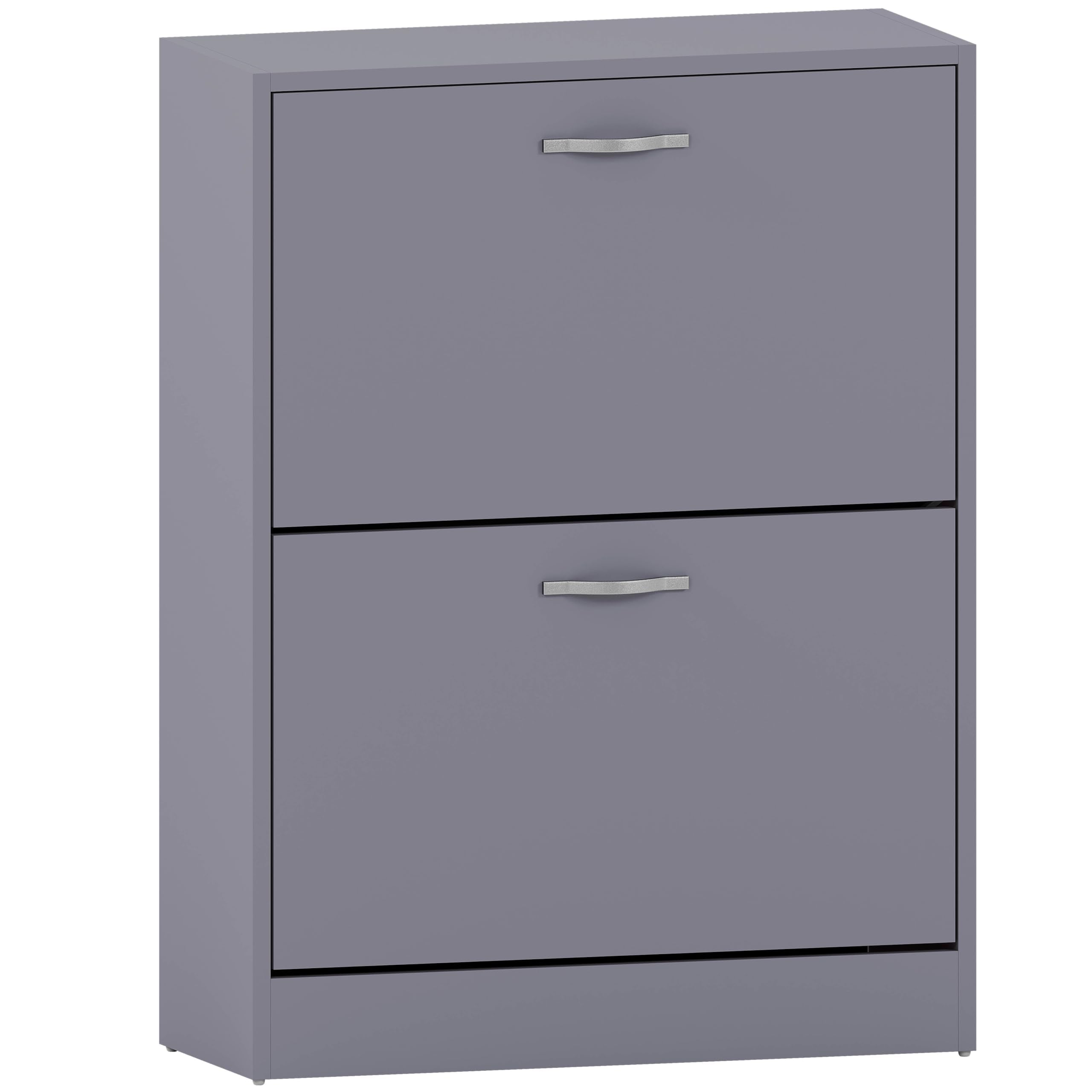 Vida Designs Wooden Shoe Cabinet with 2 Pull-Down Drawers | Slim, Freestanding Storage | Grey 5