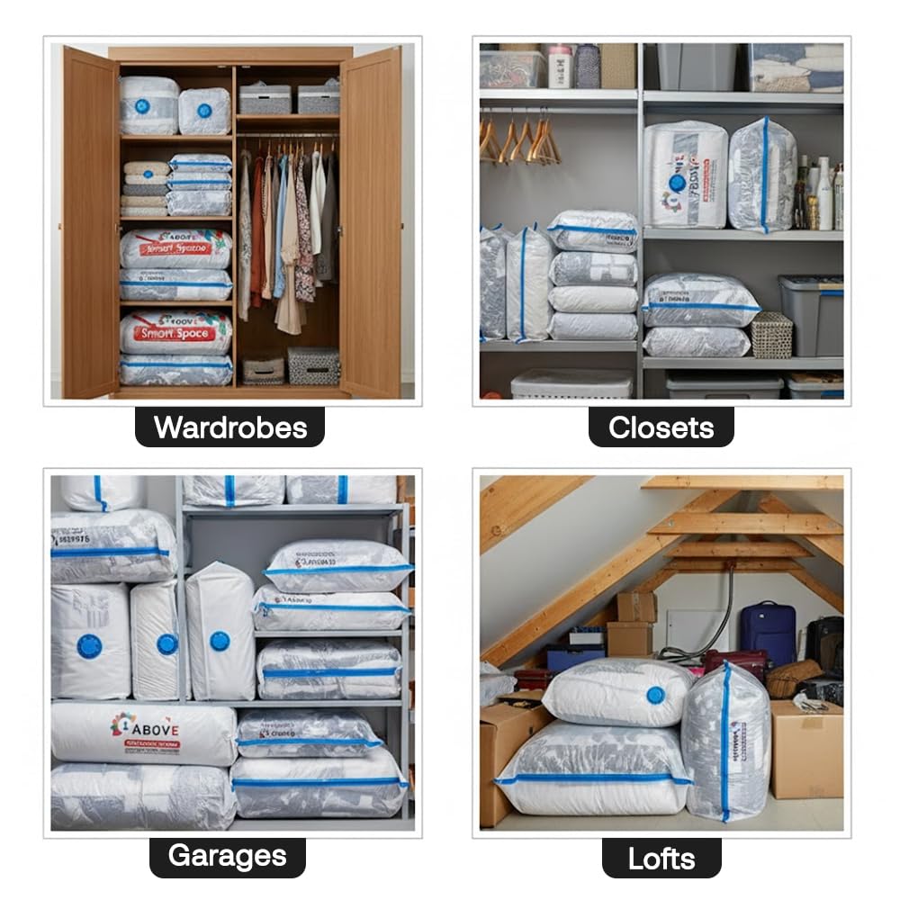 1ABOVE Pack of 6 Vacuum Storage Bags - Space Saving up to 70% | Mould, Moisture & Bug Proof 9