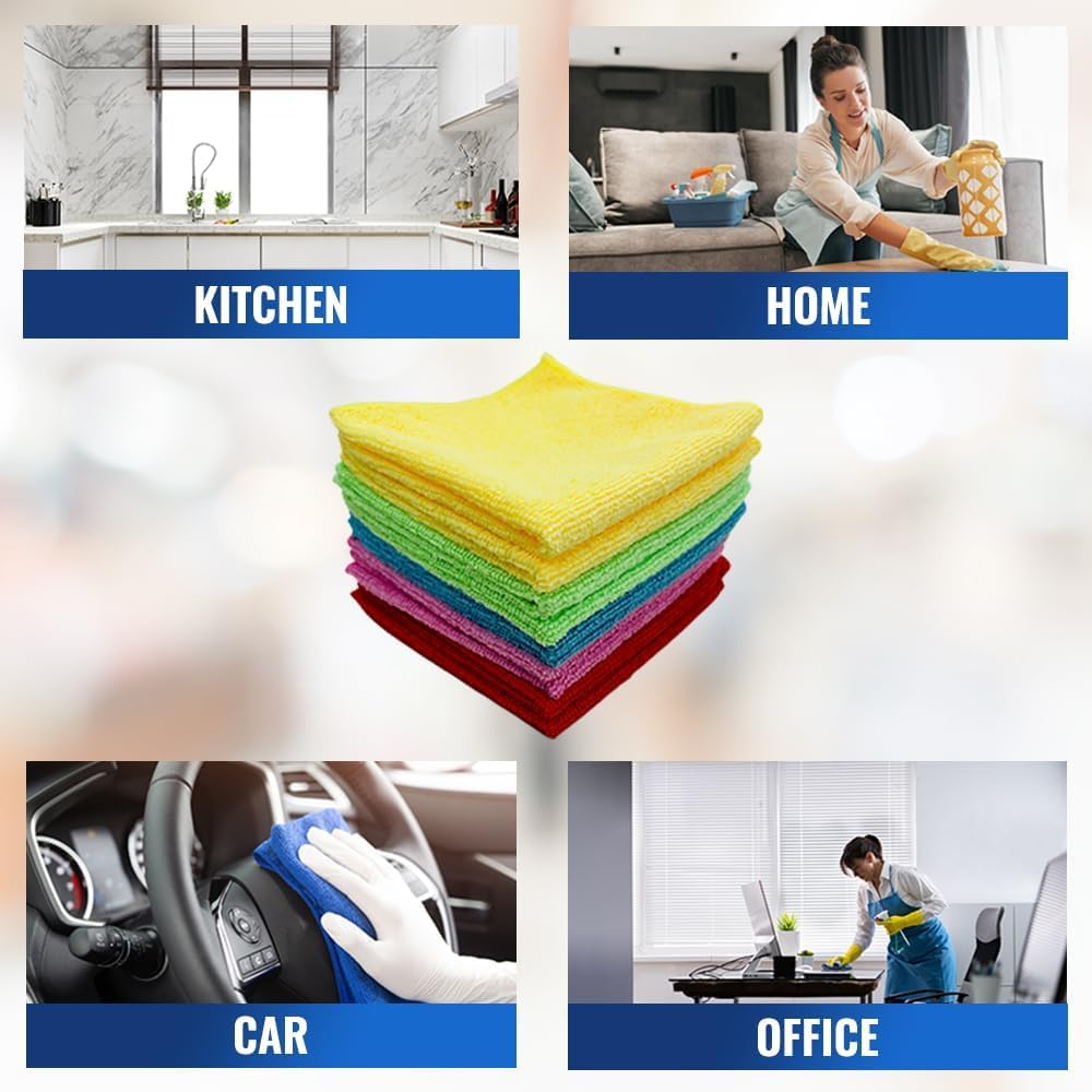 1ABOVE Microfibre Cleaning Cloths - 10 Pack | Highly Absorbent | 30x30CM 6