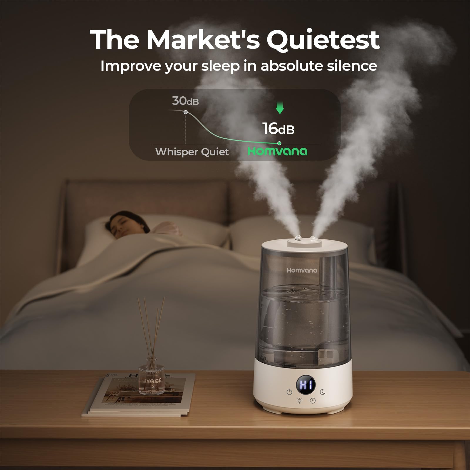 Homvana H101 3.6L Cool Mist Humidifier for Bedroom | Quiet Operation | 34-Hour Runtime 2
