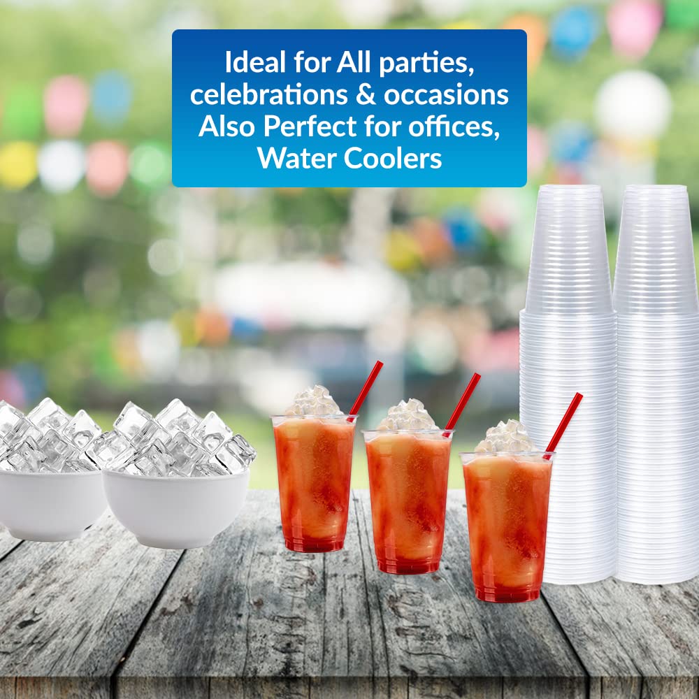 1ABOVE 100 Pack Clear Plastic Disposable Drink Cups - 180ml (7oz) | Lightweight | Includes Lids 7