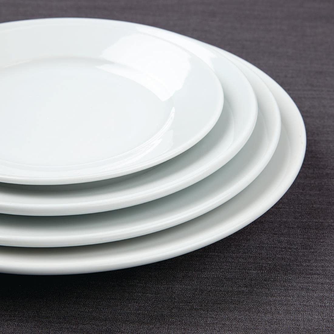 Olympia Athena Porcelain Dinner Plates - 228mm (9 inch) Wide Rimmed, White, 12 Pack 8
