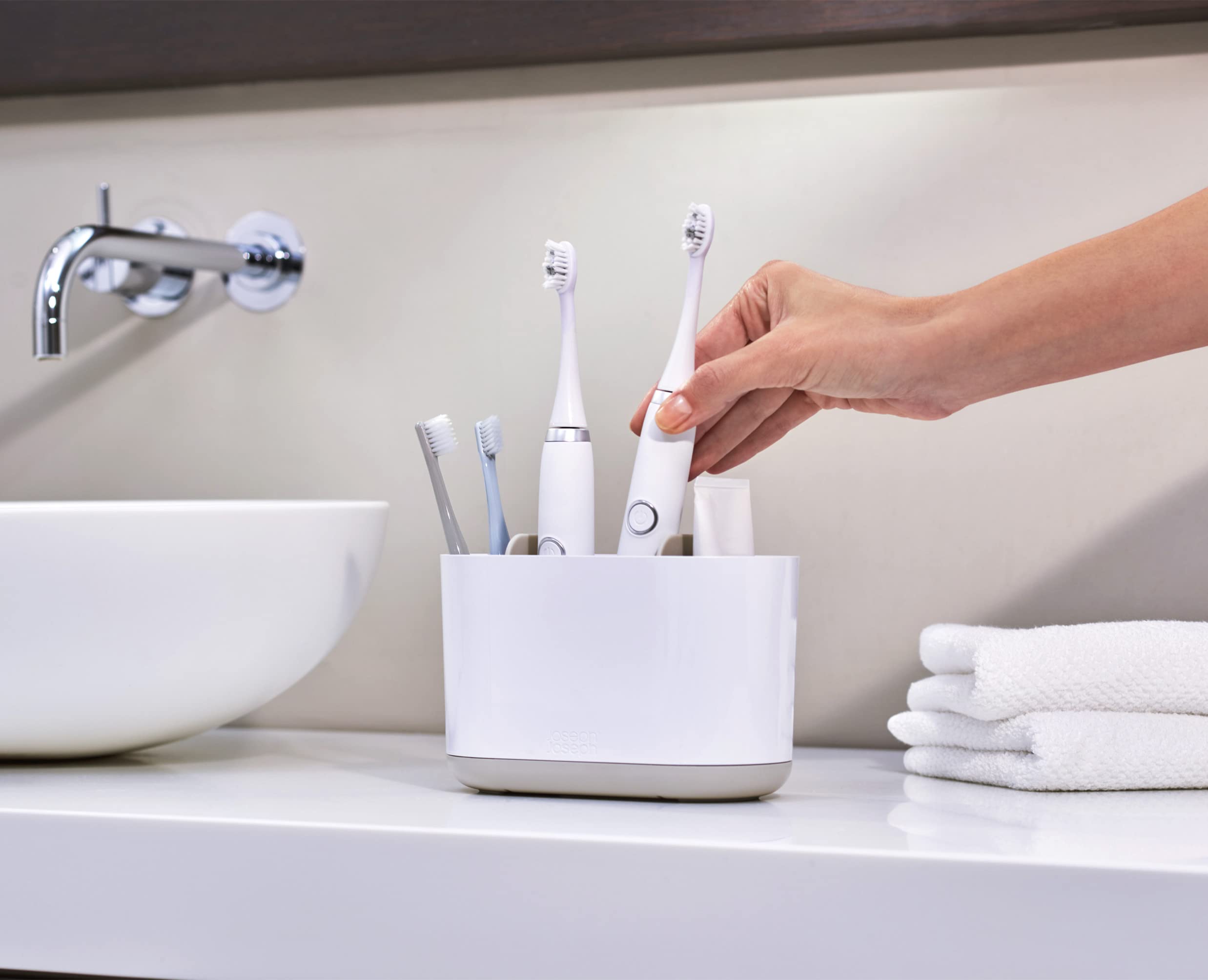 Joseph Joseph Duo Detachable Toothbrush Holder - Organised Storage | Quick Dry | White, Large 6
