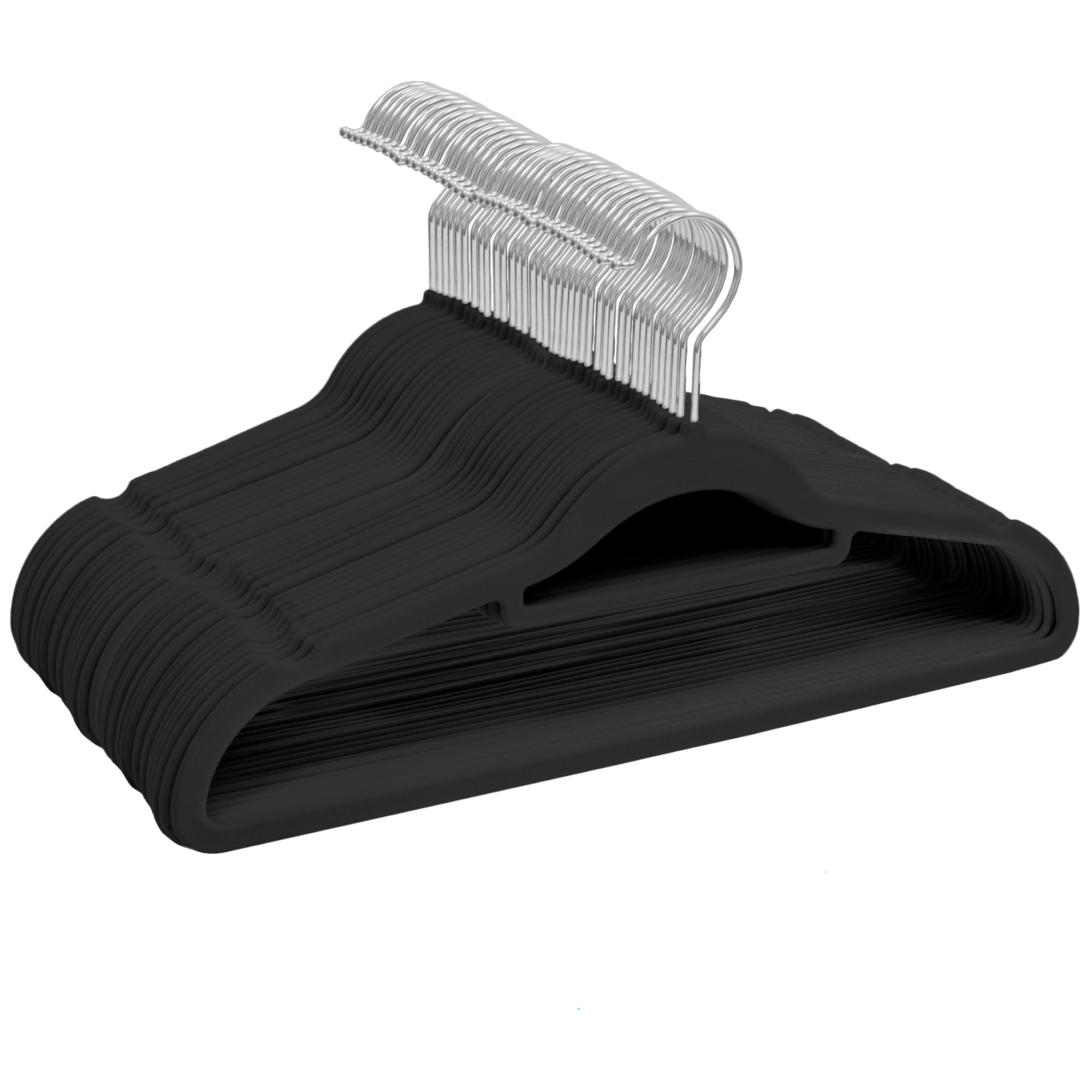 Sasha Morel Velvet Hangers - 50 Pack Non-Slip Space Saving Coat Hangers with Swivel Hooks - Black 7