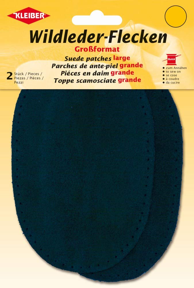 Kleiber Suede Sew-On Trouser/Arm Patches - Navy Blue | Large 16x10cm | 2 Pack 1