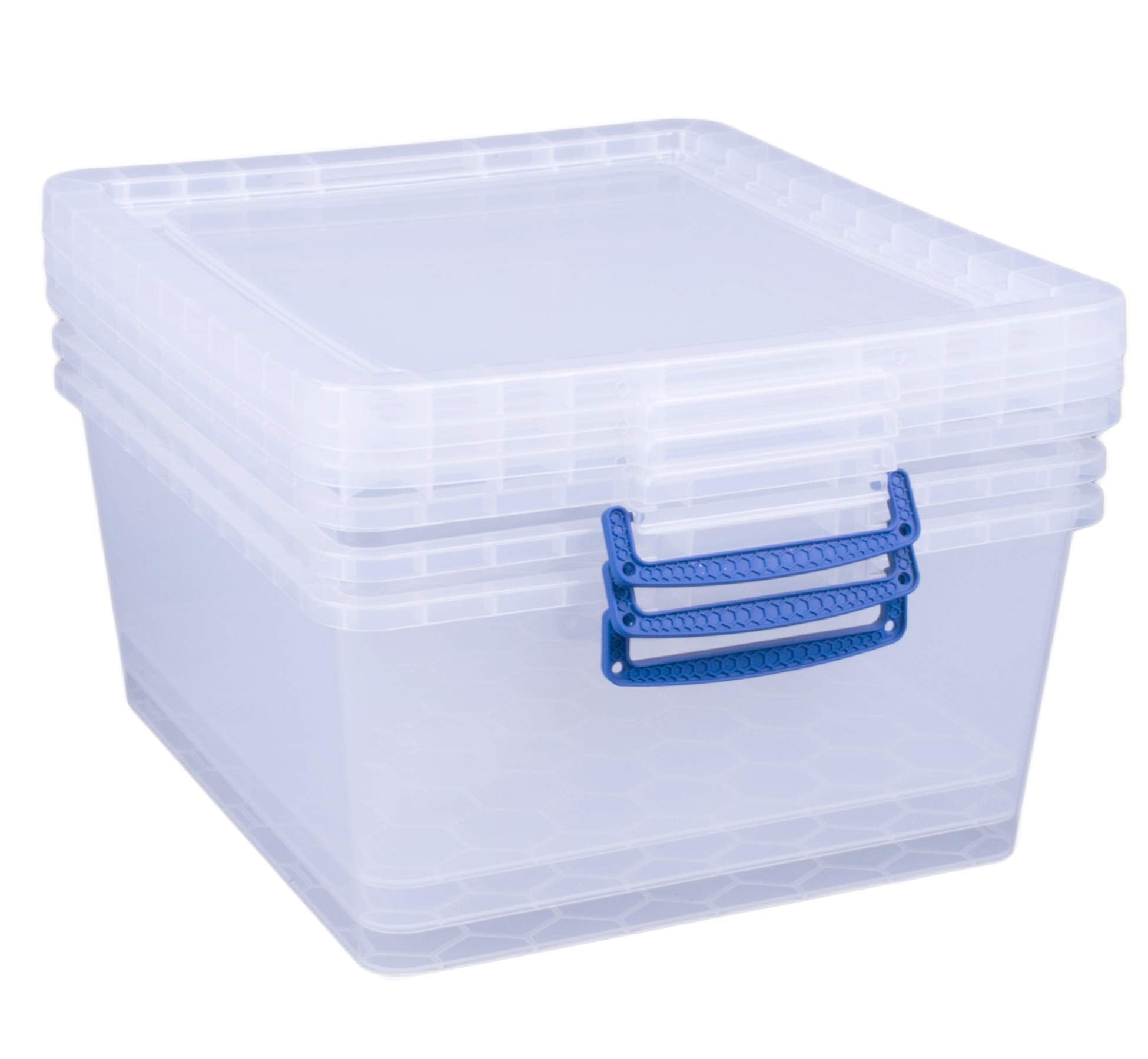 Really Useful Box Nestable Plastic Storage Box - 17.5 Litre, Clear, Pack of 3 | Lockable Lid 4