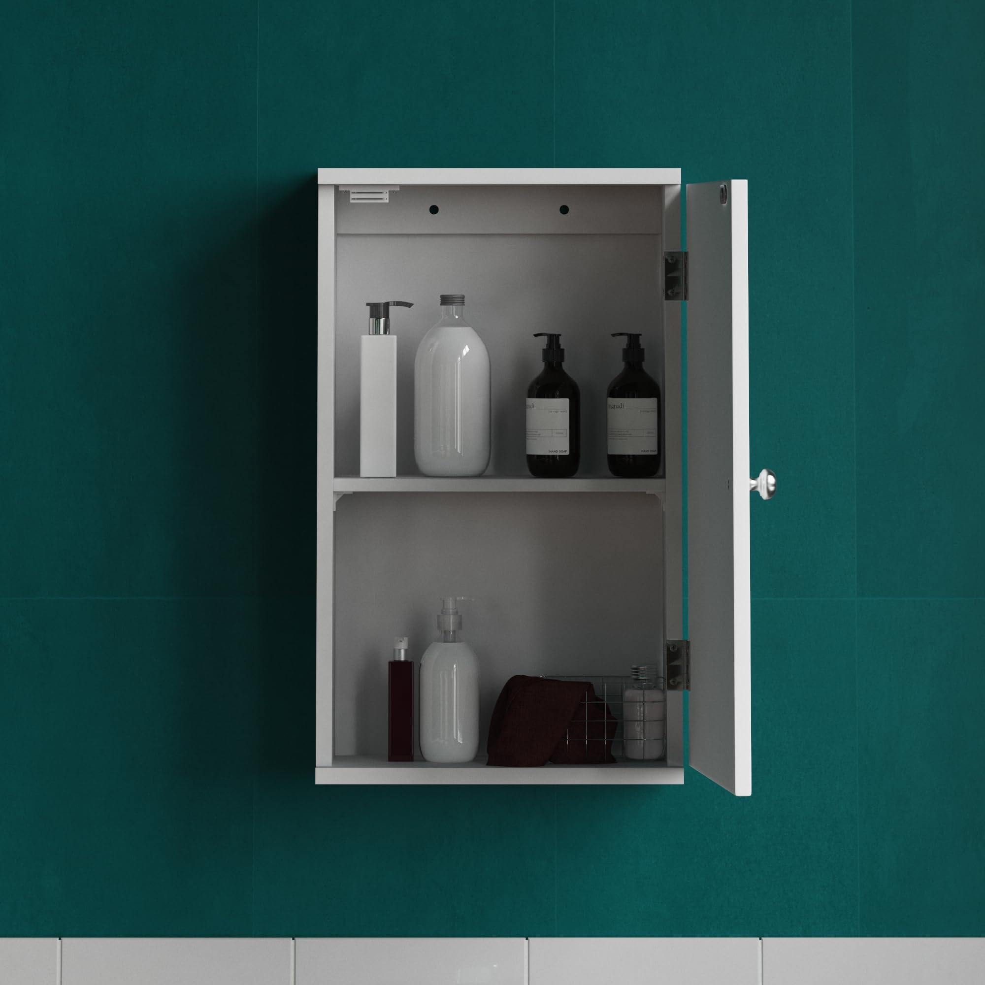 Bath Vida Priano Single Wall Mounted Bathroom Storage Cabinet | White MDF | 30x14x50cm 6