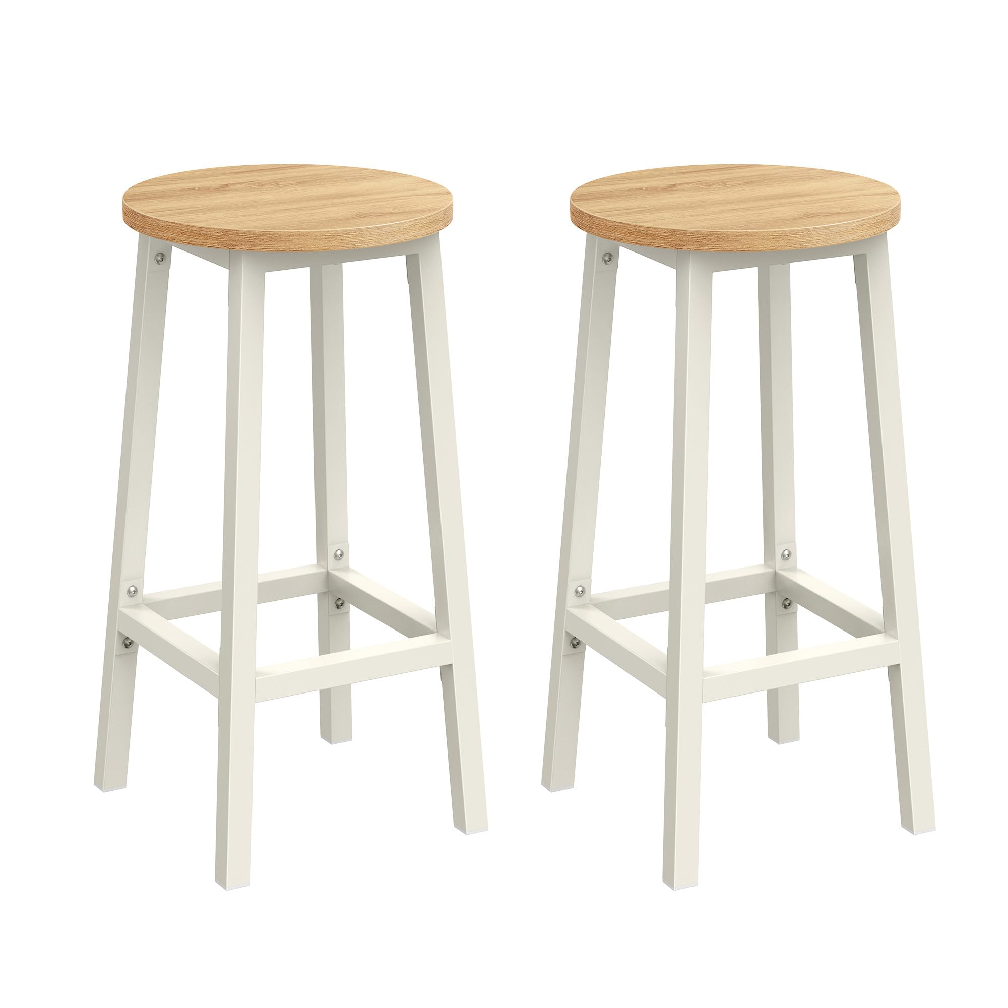 VASAGLE Bar Stools Set of 2 - Classic Beige & White Oak | Metal Frame | Footrest | Easy Assembly 1