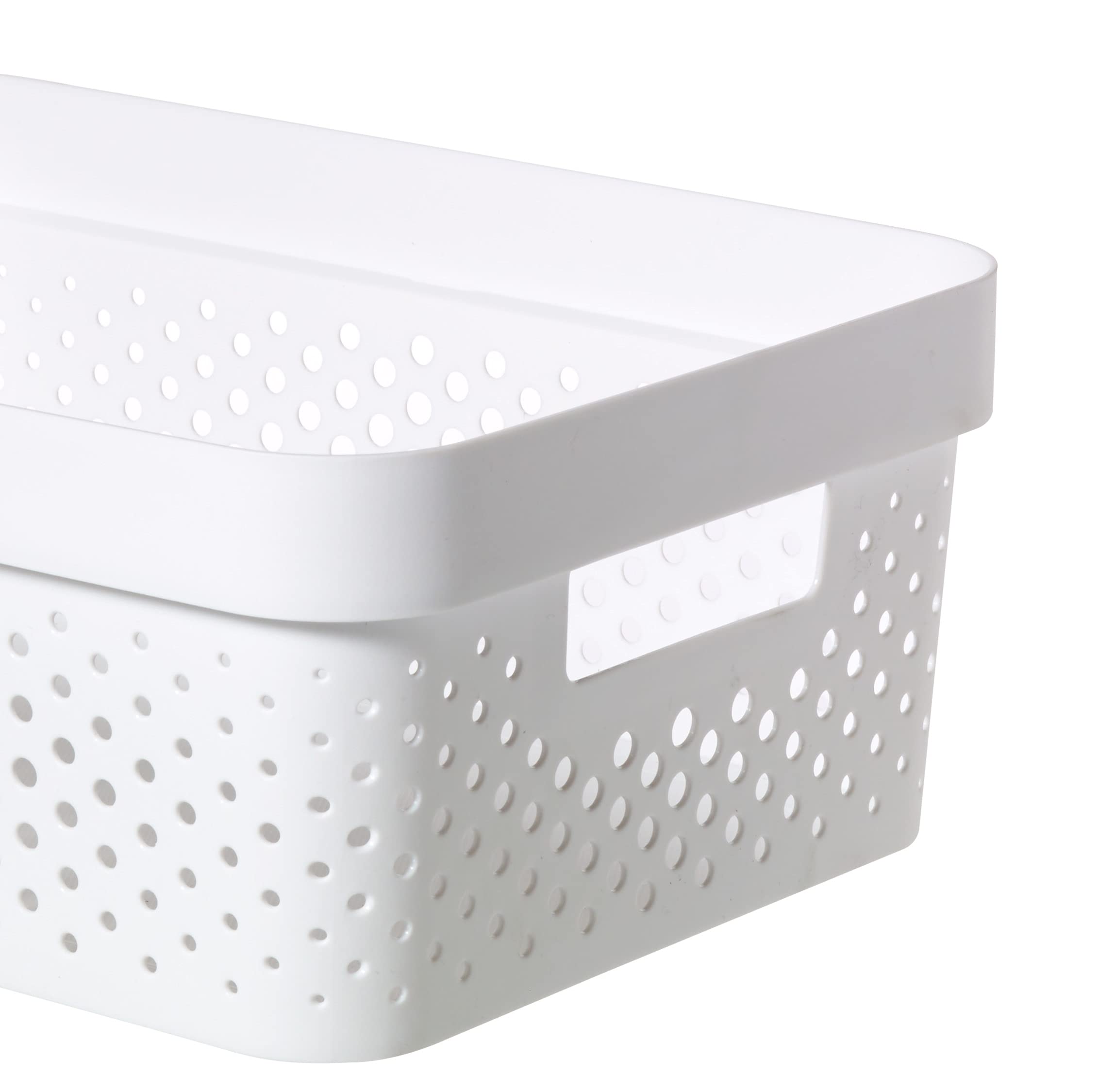 CURVER Infinity Dots Set of 3 Medium Storage Baskets - 11L Capacity | 100% Recycled Plastic | White 3