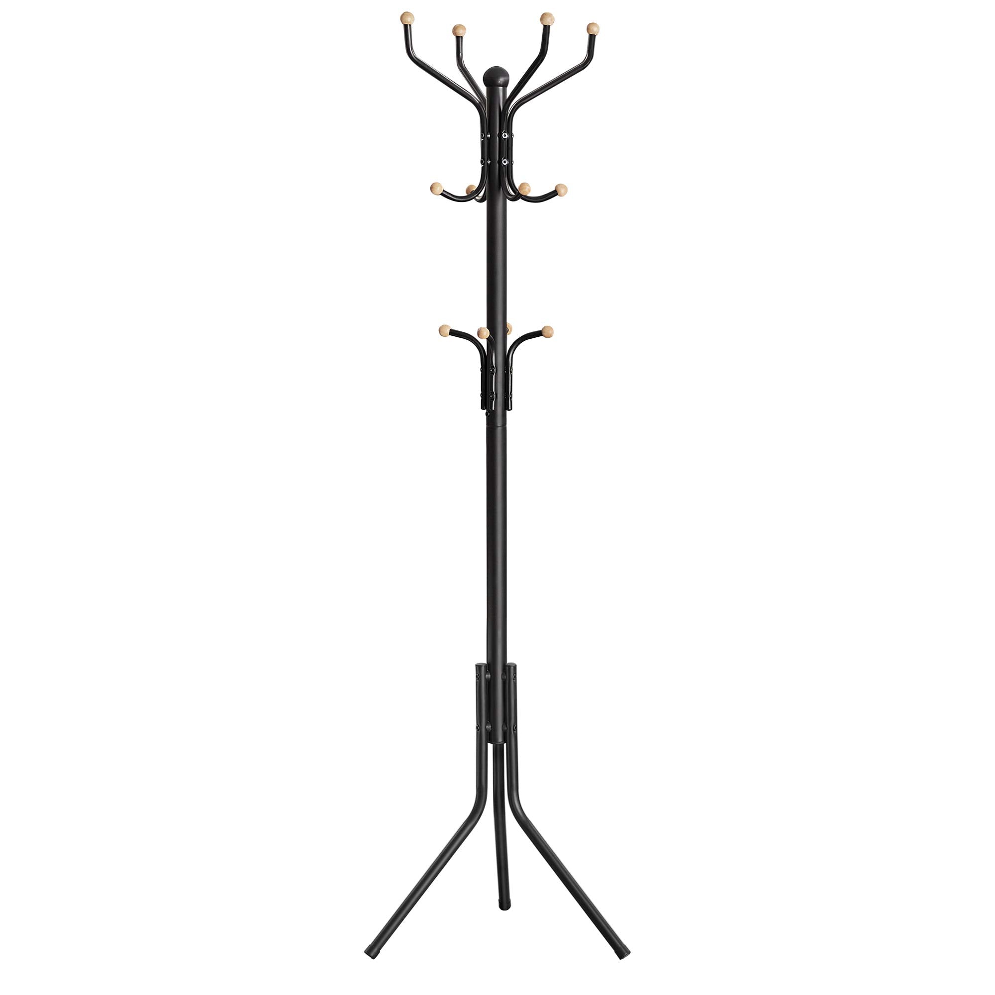 SONGMICS Metal Coat Rack Stand - Modern Tripod Style | 12 Hooks | Black Finish | 182cm Height