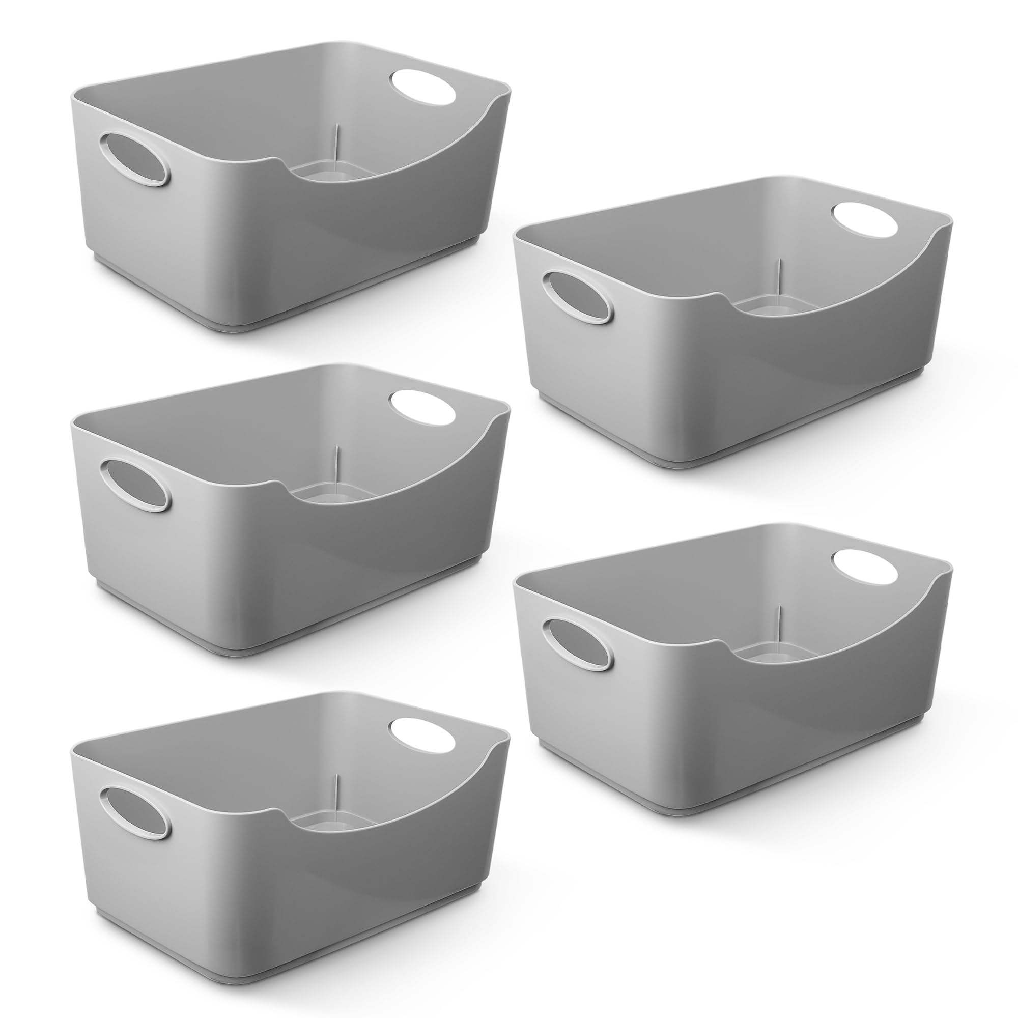KEPLIN 5 Pack Plastic Studio Baskets with Sturdy Handles | Space-Saving | 22.3 x 14.8 x 10 cm 1