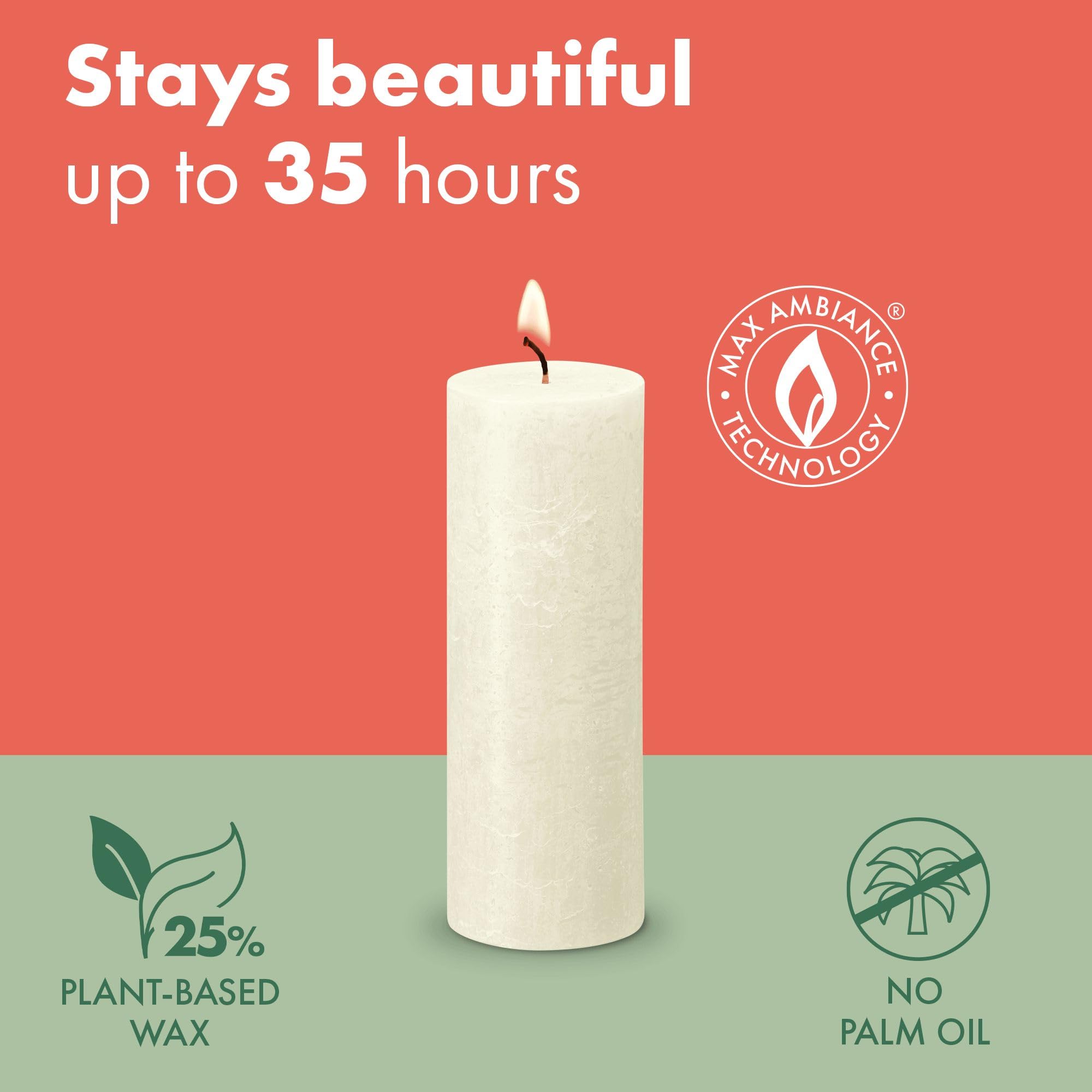 BOLSIUS Rustic Pillar Candle - Ivory | 4 Pack | 35 Hour Burn Time | Unscented 3
