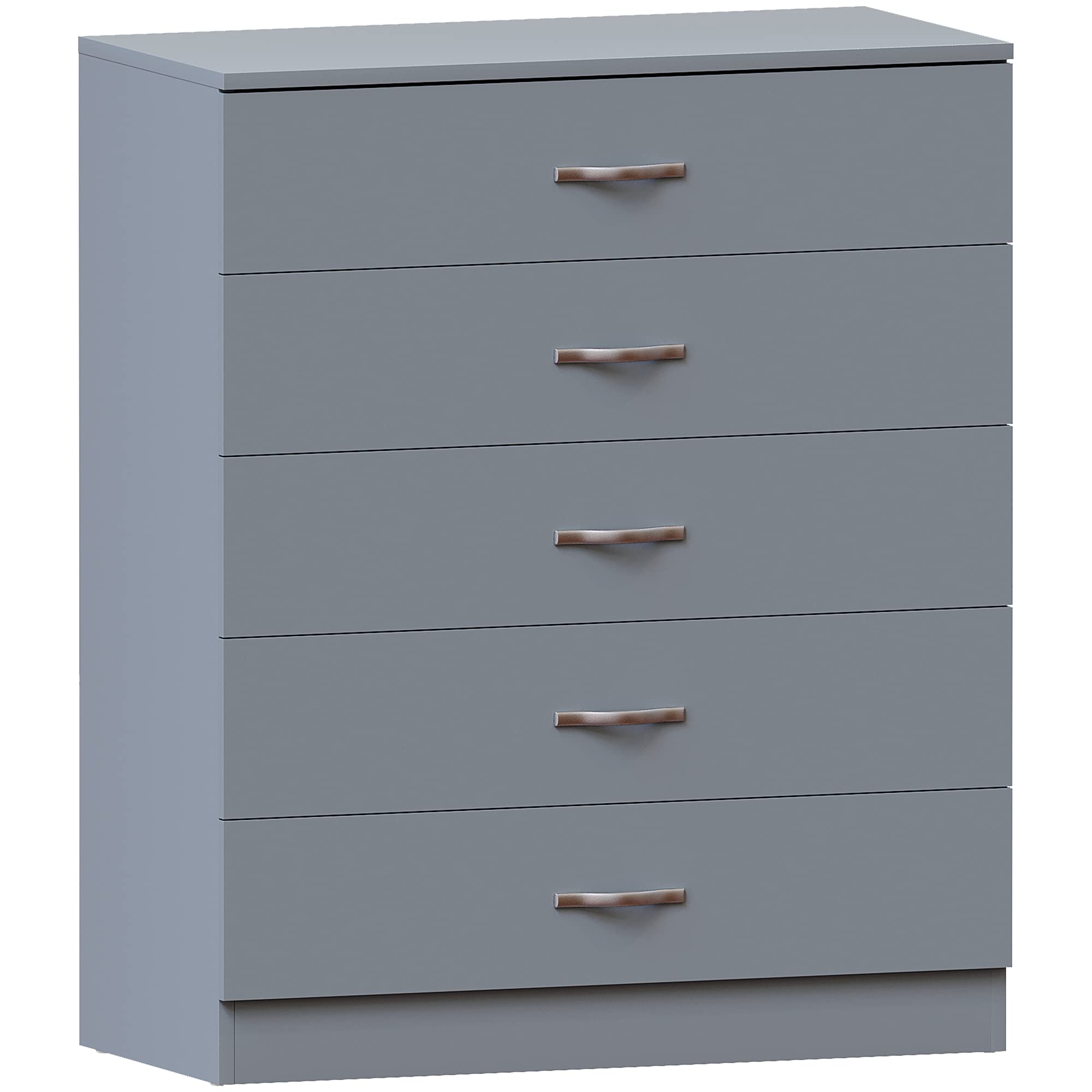 Vida Designs Riano 5 Drawer Chest of Drawers - Grey | Metal Handles & Runners | MDF/Chipboard Construction 8