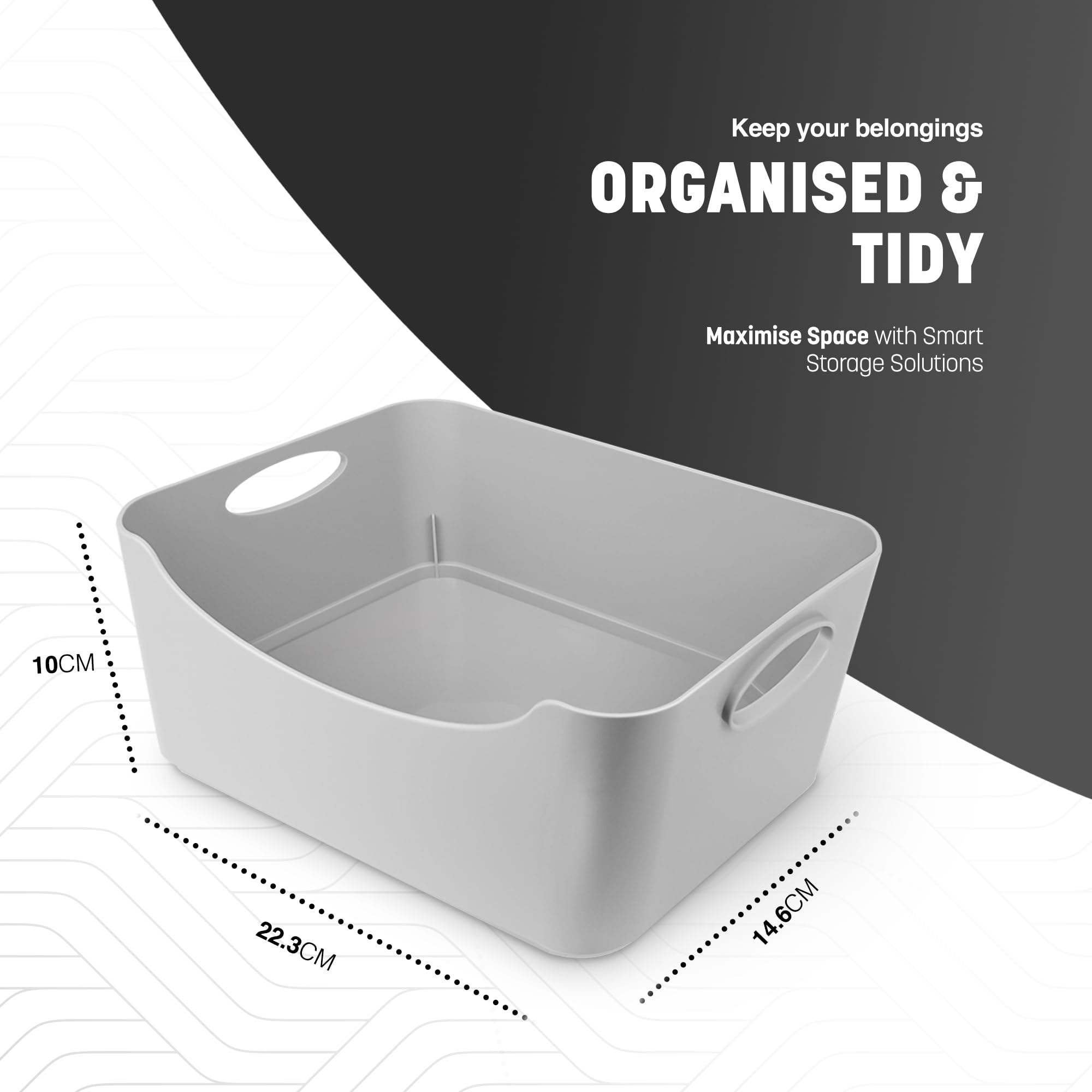KEPLIN Plastic Studio Shelf Baskets - 5 Pack Multi-Purpose Organiser Boxes | 22.3 x 14.8 x 10 cm 2