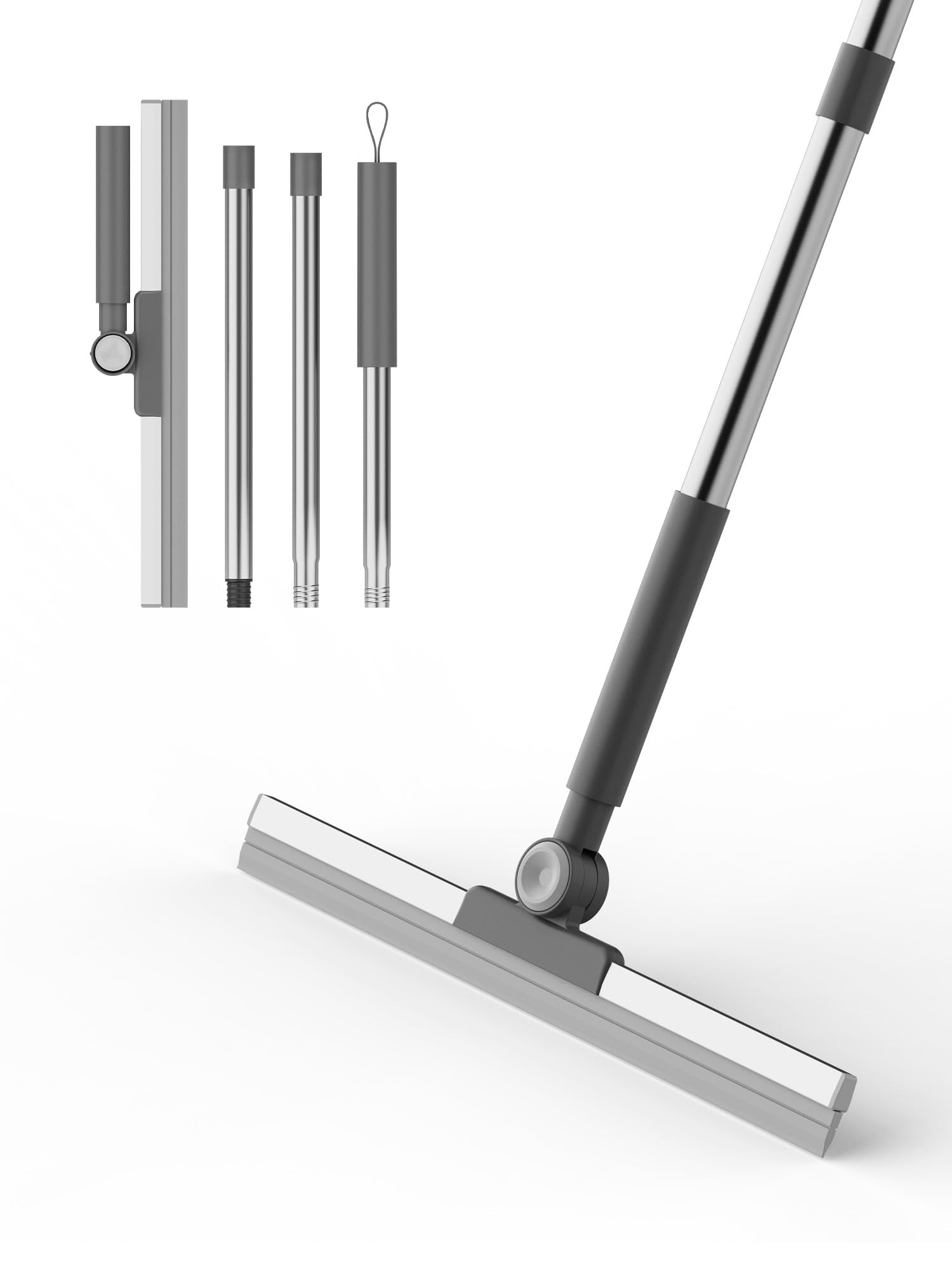 Ibergrif M34103 Floor Squeegee - 42cm Natural Silicone Blade | Telescopic Stainless Steel Handle up to 113cm 1