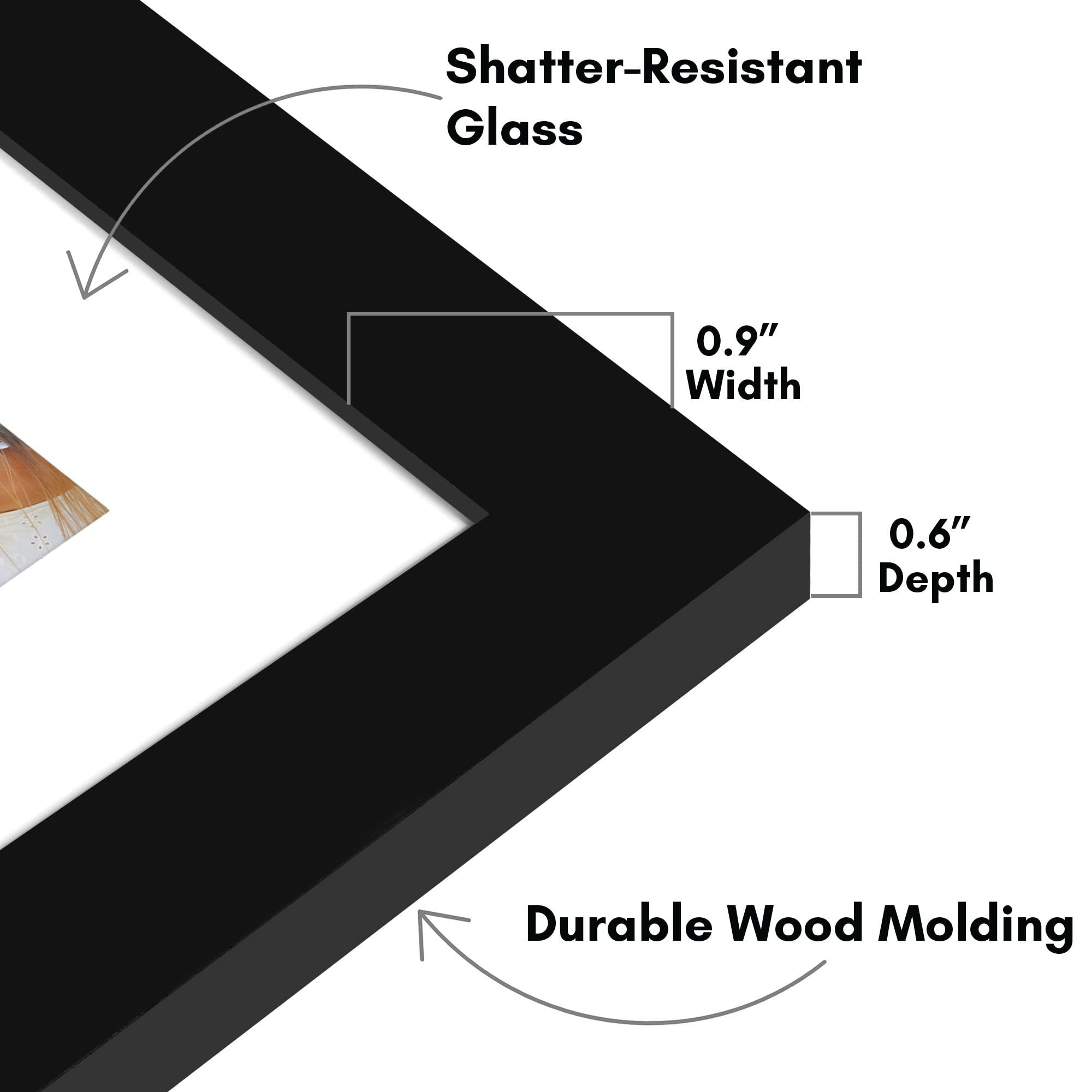 Americanflat 8x10 Photo Frames in Black - Set of 2 | Engineered Wood | Shatter-Resistant Glass 3