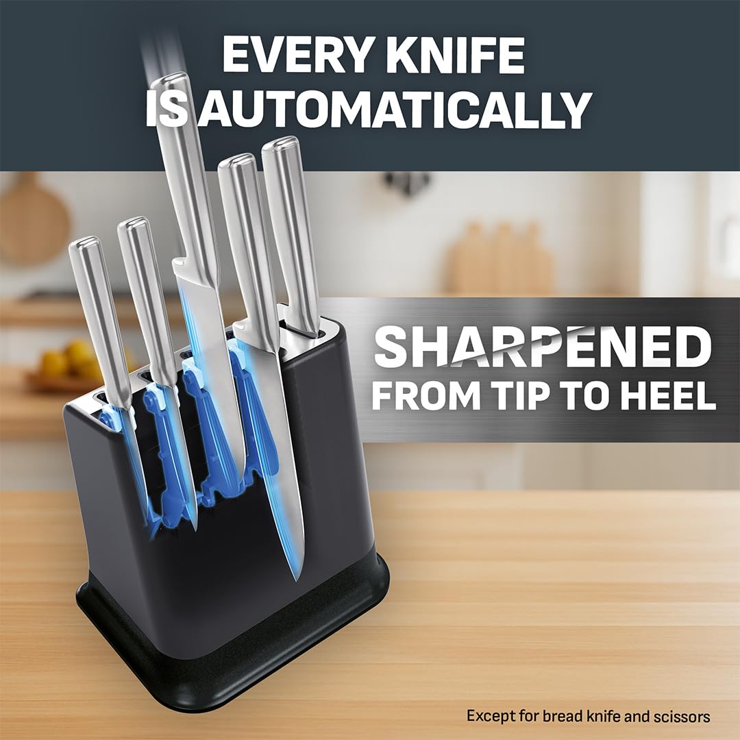 Tefal EverSharp Pro 5-Pc Kitchen Knife Set with Integrated Automatic Sharpener | German Stainless Steel 6