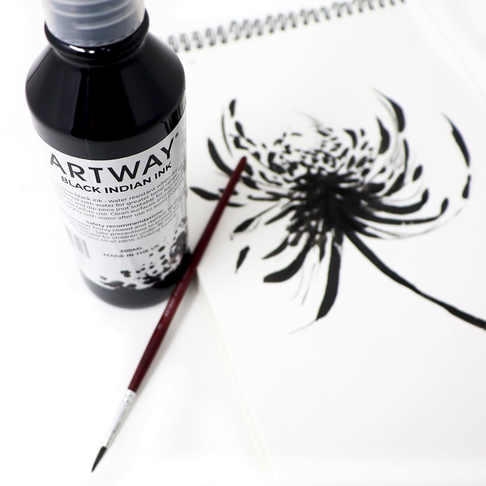 Artway Black Indian Ink - 300ml Permanent Water Resistant Ink for Drawing & Calligraphy 4