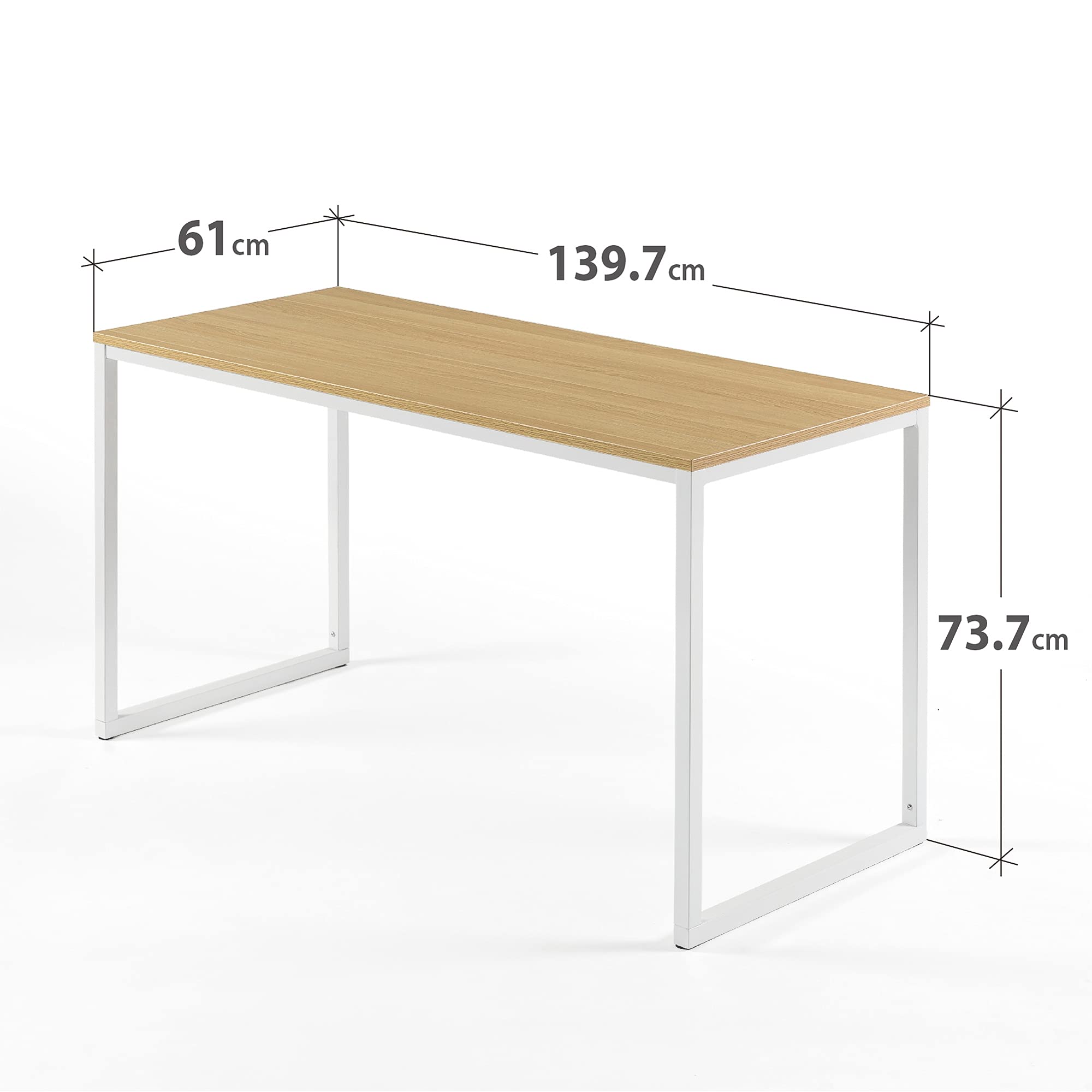 Zinus Jennifer Home Office Desk - Metal Frame, Wood Top | 140 x 61 x 74 cm | Natural Finish