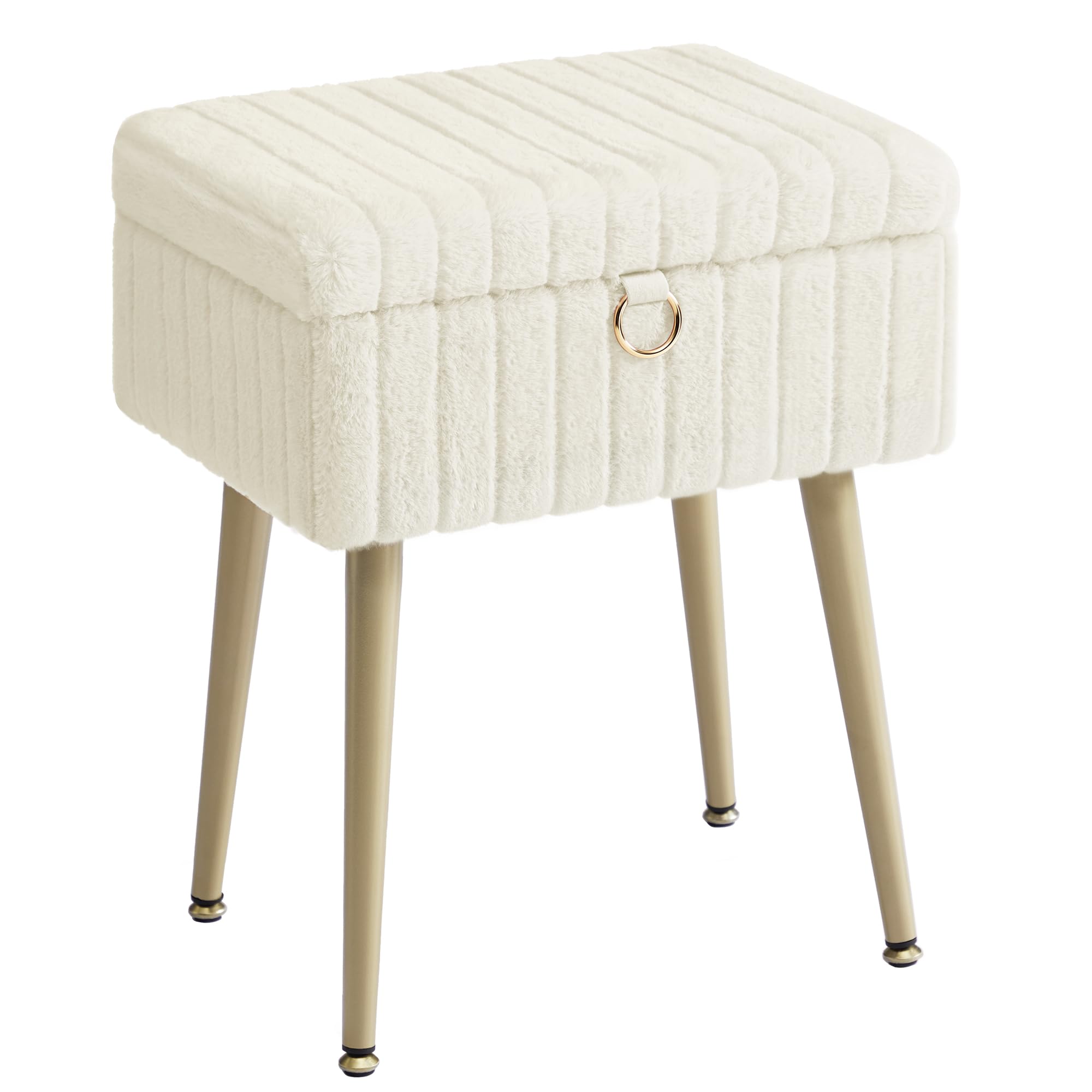 SONGMICS Vanity Stool with Storage - Cream White | 30x40x50 cm | Supports 200 kg 1