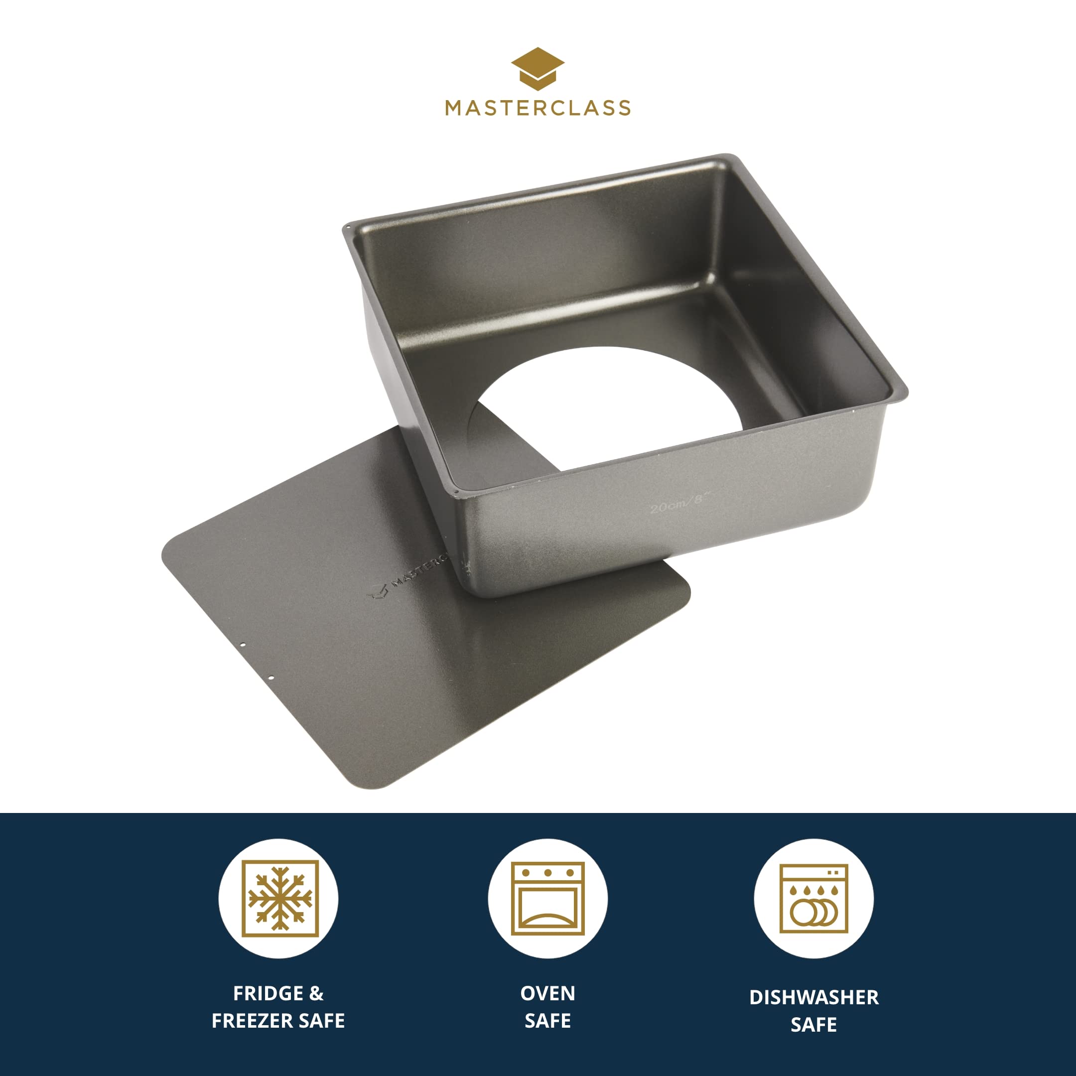 MasterClass Deep Square Cake Tin - 20 cm (8 inch) | Non-Stick Loose Bottom | Carbon Steel 4