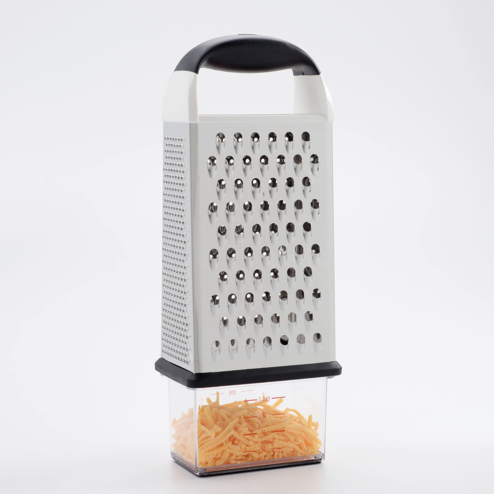 OXO Good Grips Box Grater - 4-Way Stainless Steel Grater and Slicer with Storage Container | Silver/Black 3
