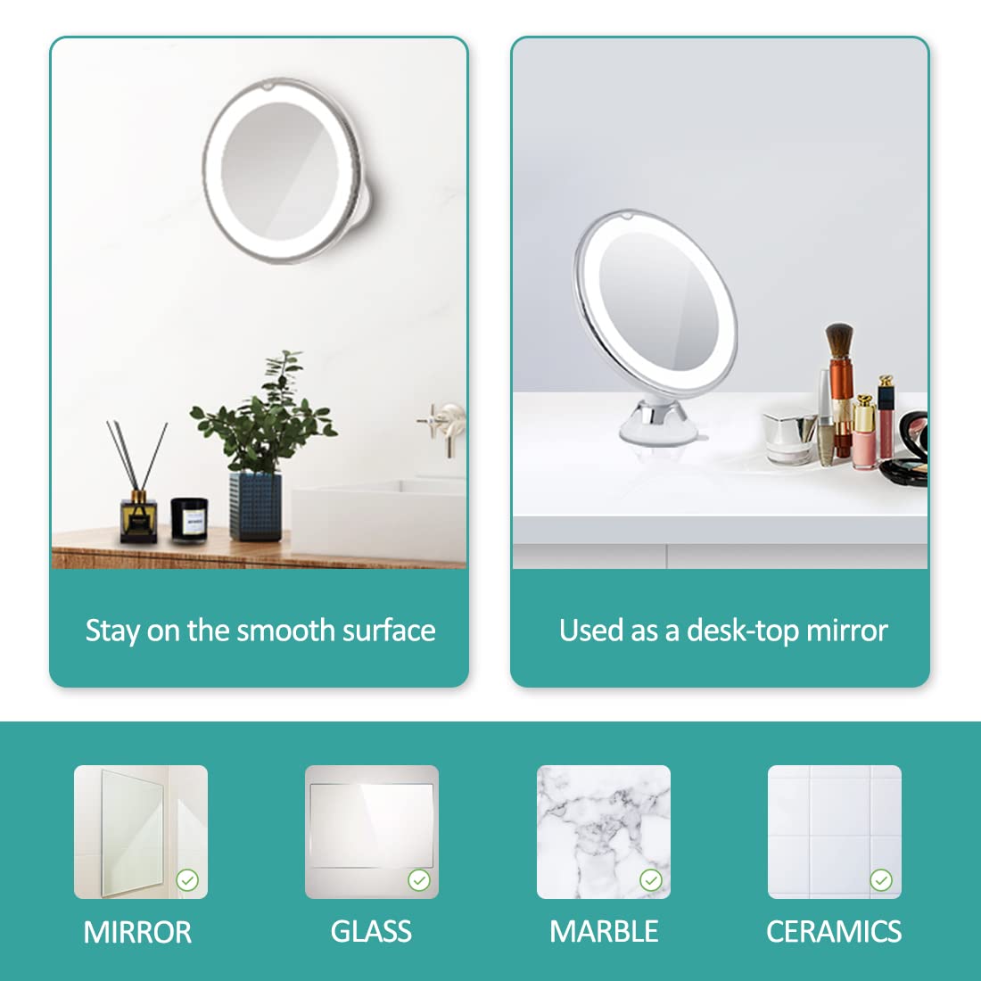 EMKE 5X Magnifying Shaving Mirror with LED Light | Cordless | Suction Cup Mount | Portable 8