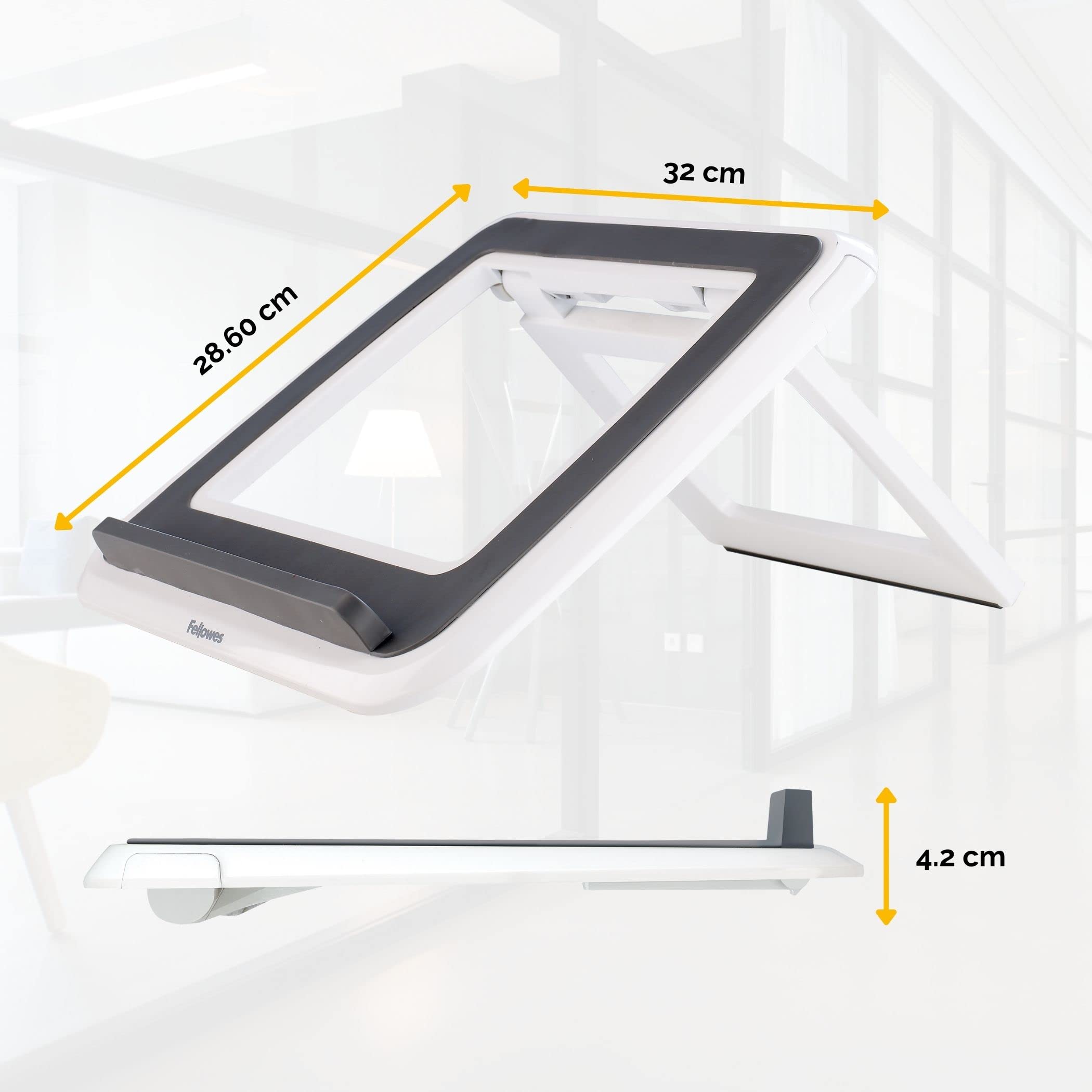 Fellowes I-Spire Series Portable Height Adjustable Laptop Stand for Desk | Supports Up to 17-Inch Laptops | White 9