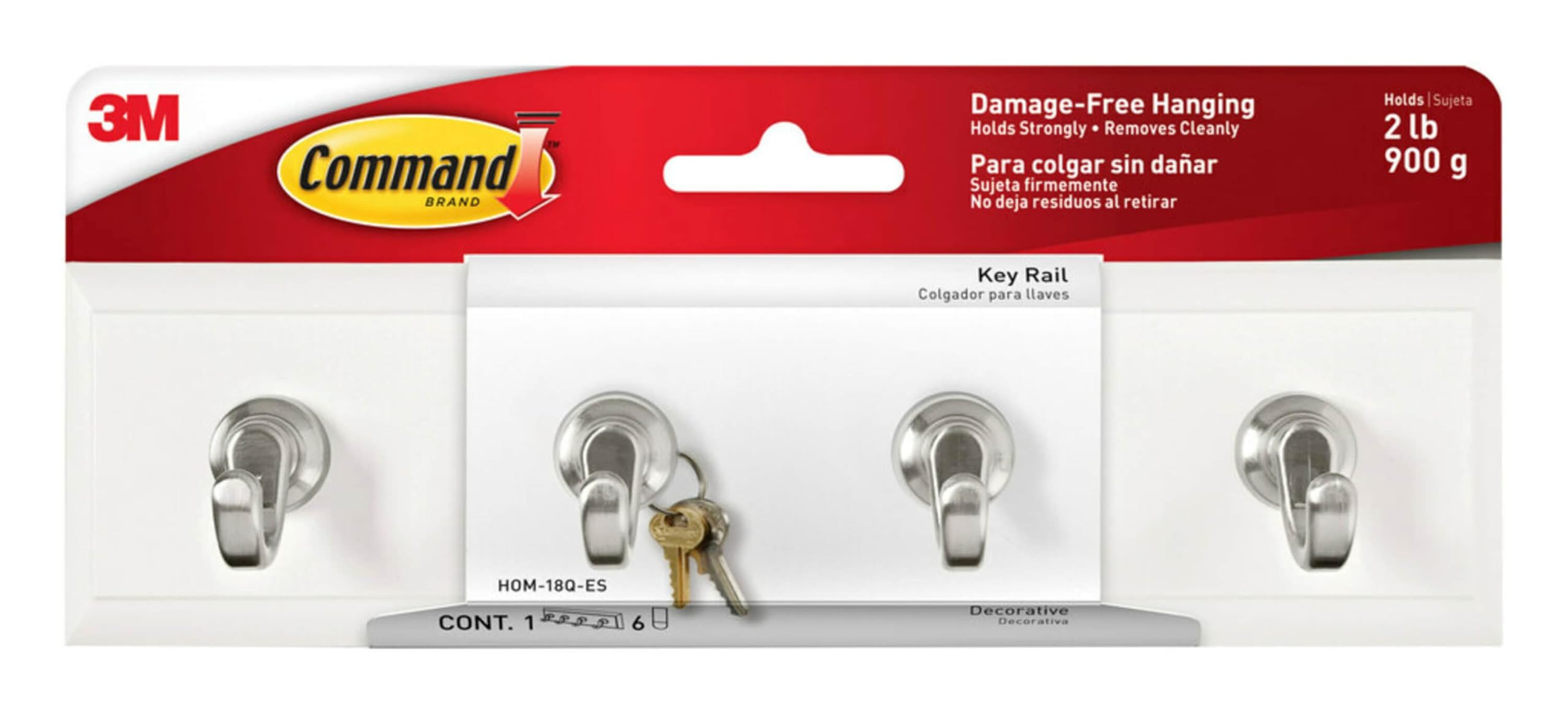 Command HOM-18Q-ES Key Rail Quartz - Damage-Free Hanging | Holds 900g | Metal 1