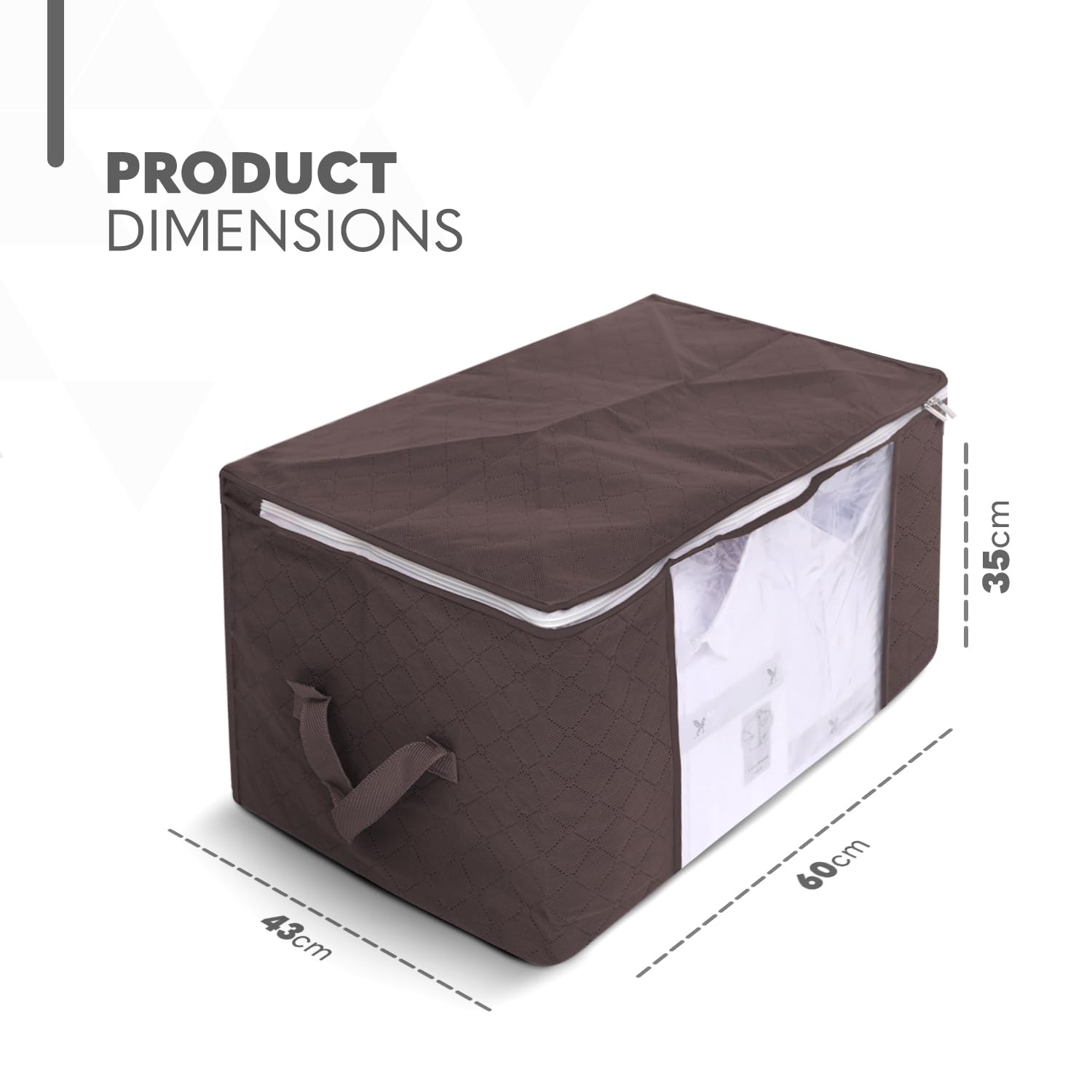 delka 90L Fabric Under-Bed Storage Bags with Lids | Foldable | Brown | Set of 3 2