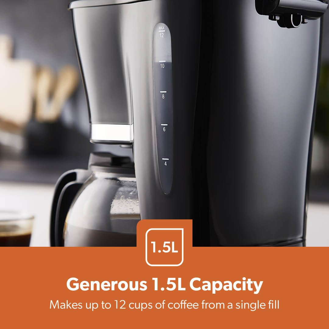 GEEPAS 1.5L Filter Coffee Machine - 800W Power, Permanent Filter, Auto Shut-Off | Black 3