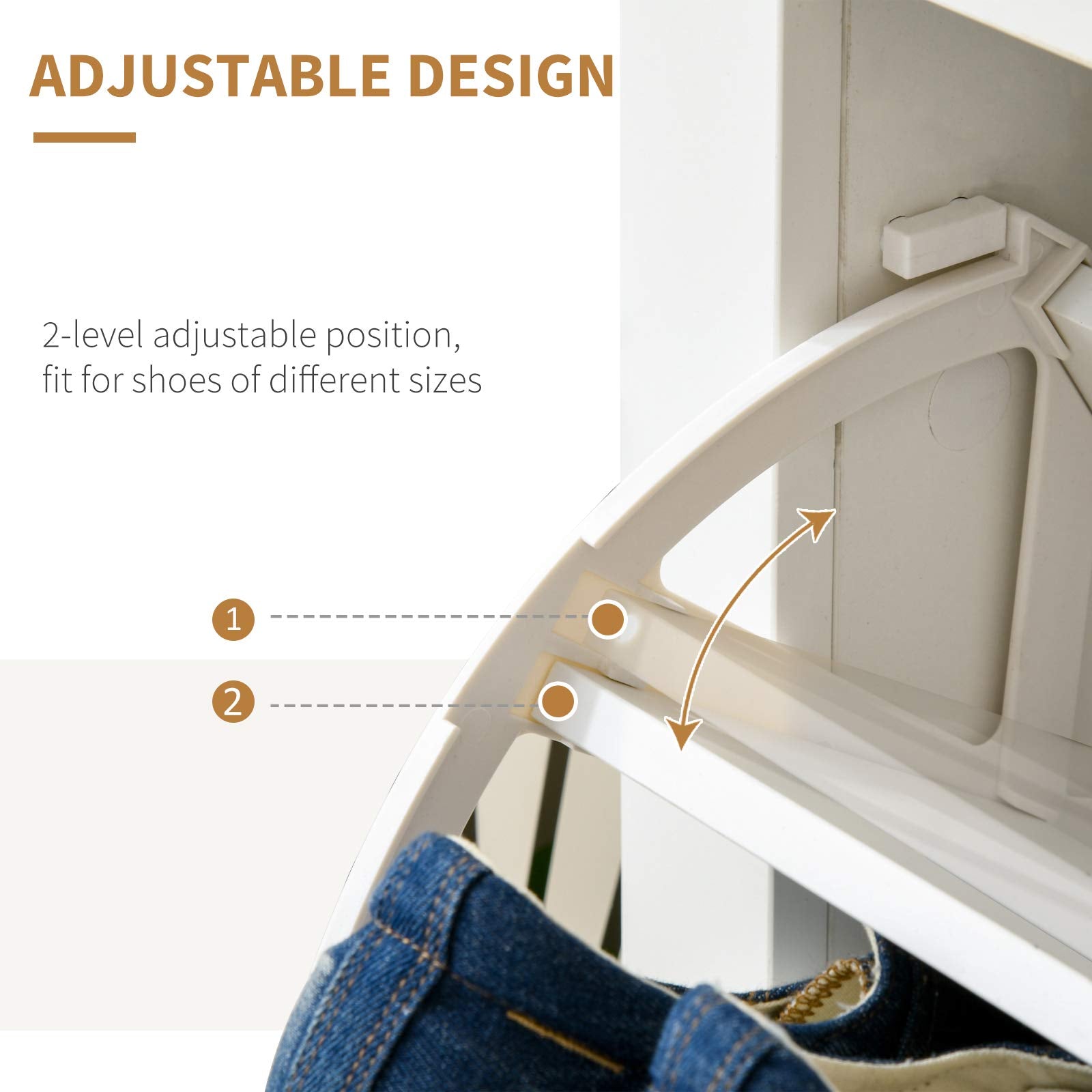 HOMCOM Narrow Shoe Cabinet - Space Saving Storage | 2 Flip Drawers | White 5