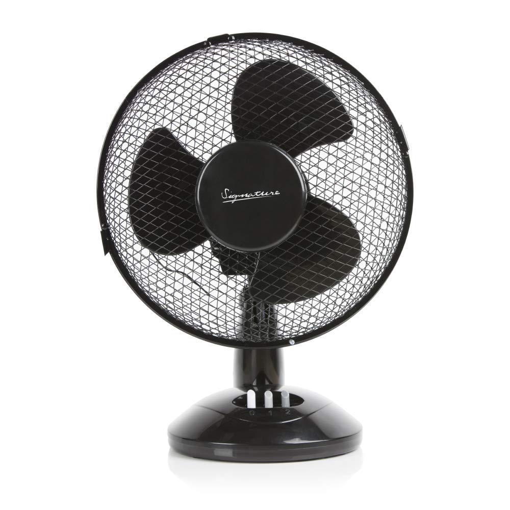 Signature S40008B 9” Desk Fan - 2 Speed Oscillation | Adjustable Tilt | Black Plastic 1