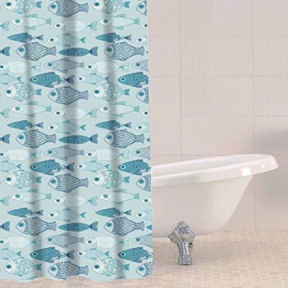Sabichi Baby Fish PEVA Shower Curtain - Blue, Mildew Resistant | W 70.9' x L 70.9' 1