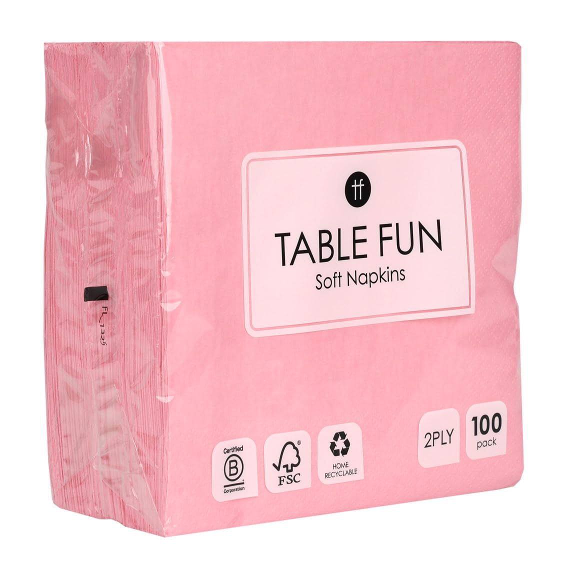 Talking Tables Soft Pink Paper Napkins - 100 Count, 2-Ply, 33cm Unfolded | Recyclable 1