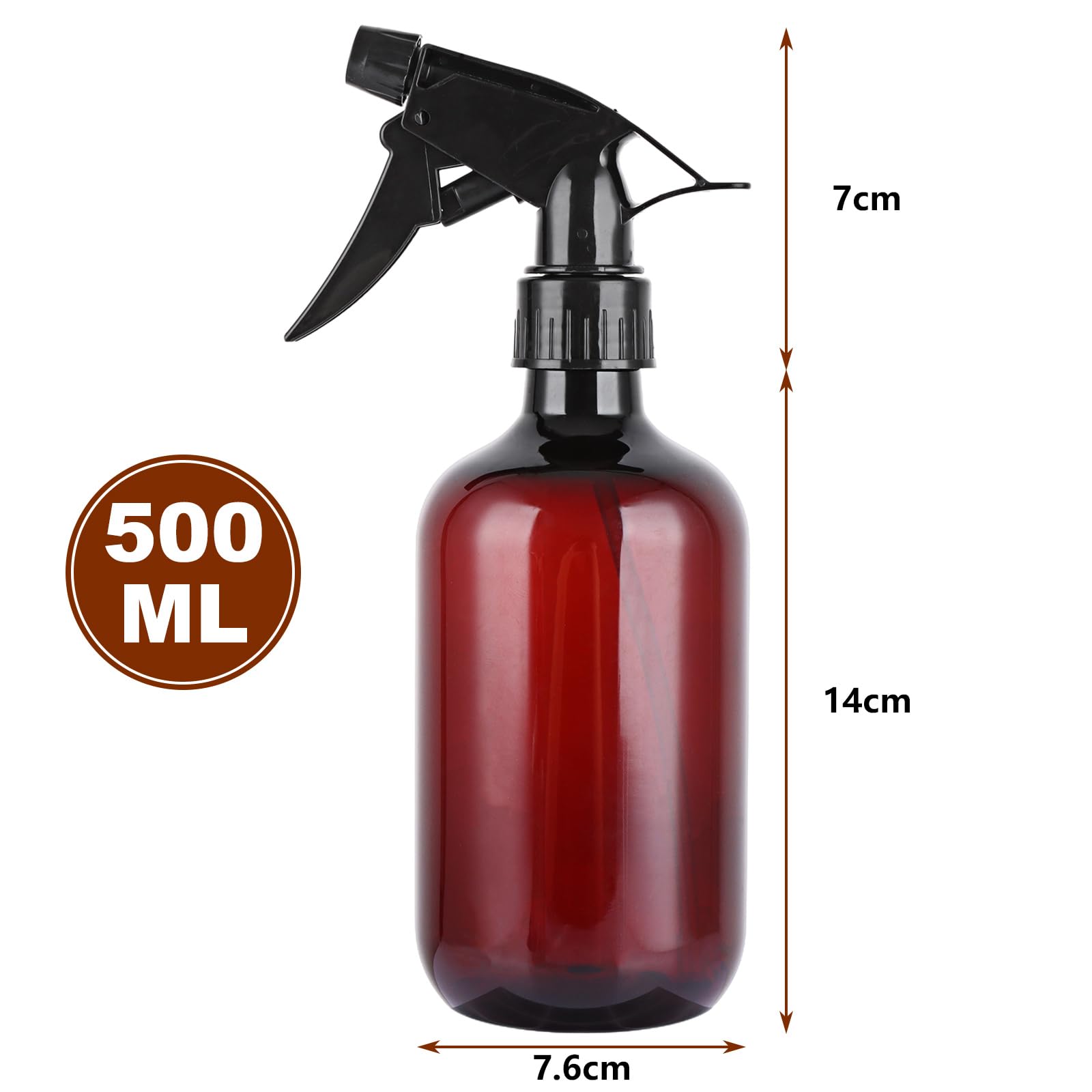 ASelected 3-Pack 500ml Reusable PET Spray Bottles | Adjustable Trigger | Amber Tinted
