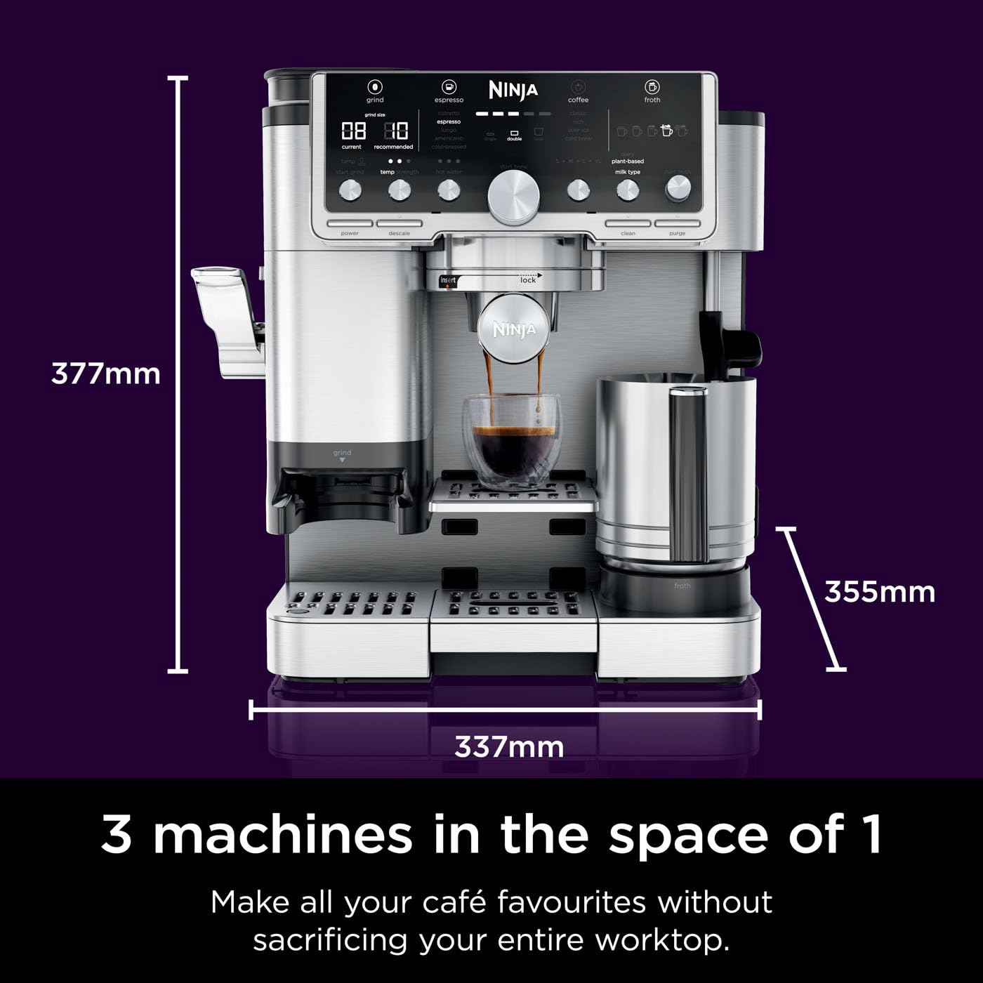 Ninja Luxe Pro 3-in-1 Bean-to-Cup Coffee Machine - Espresso, Cold Brew, Filter | Silver
