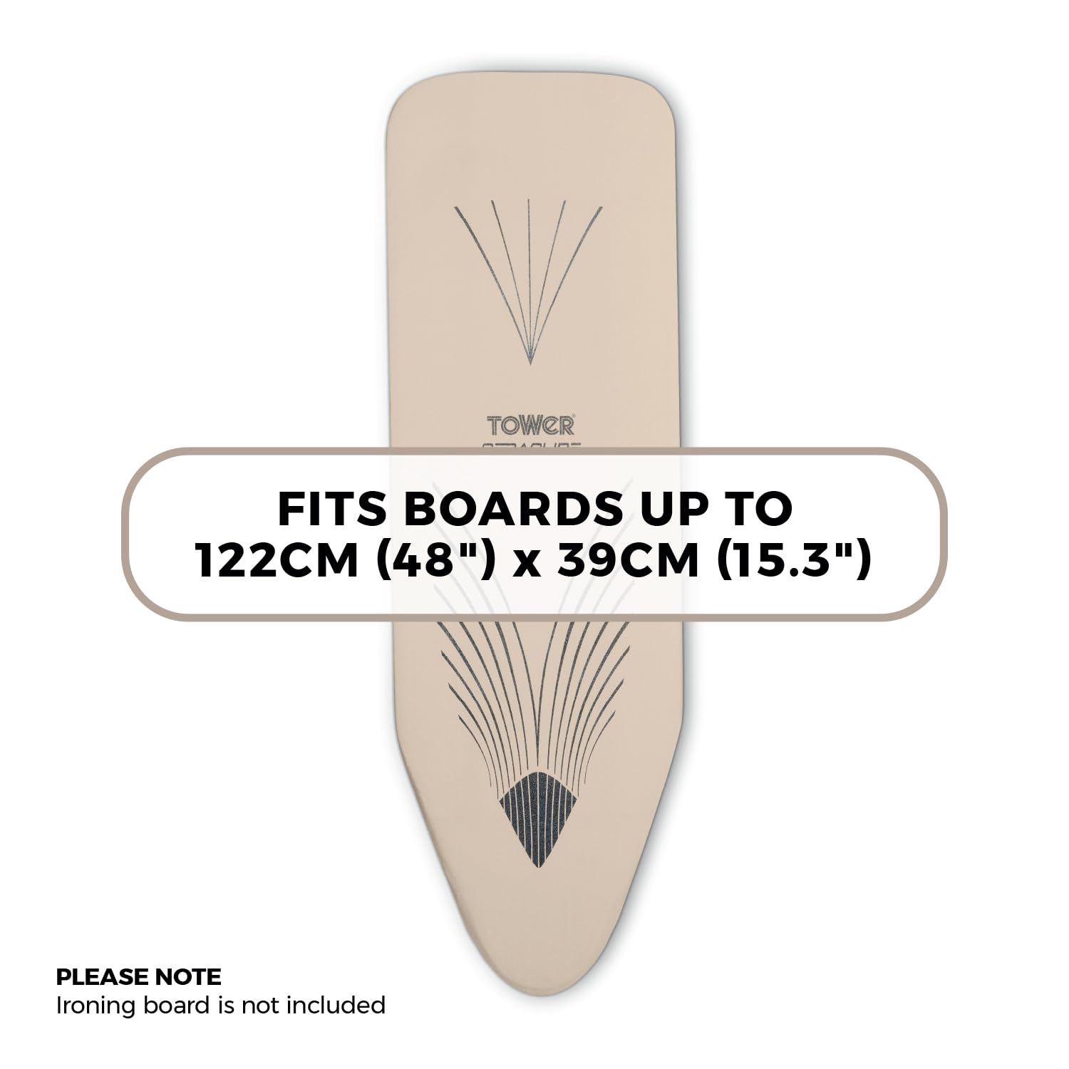 Tower Replacement Ironing Board Cover - Reflective Technology, 100% Cotton, Fitted Design for Large Boards | Latte 6