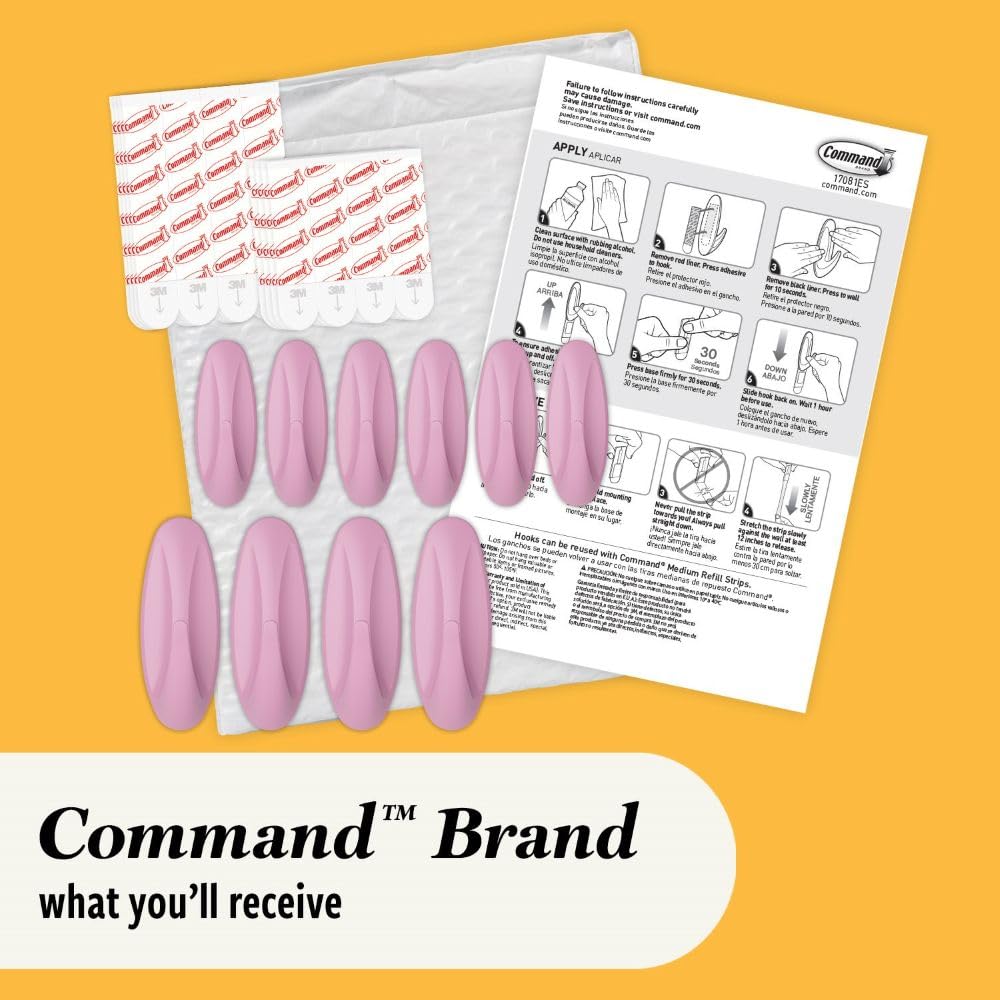Command Designer Adhesive Hooks - Limited Edition Lilac Lemonade Pack | Damage-Free Hanging 8