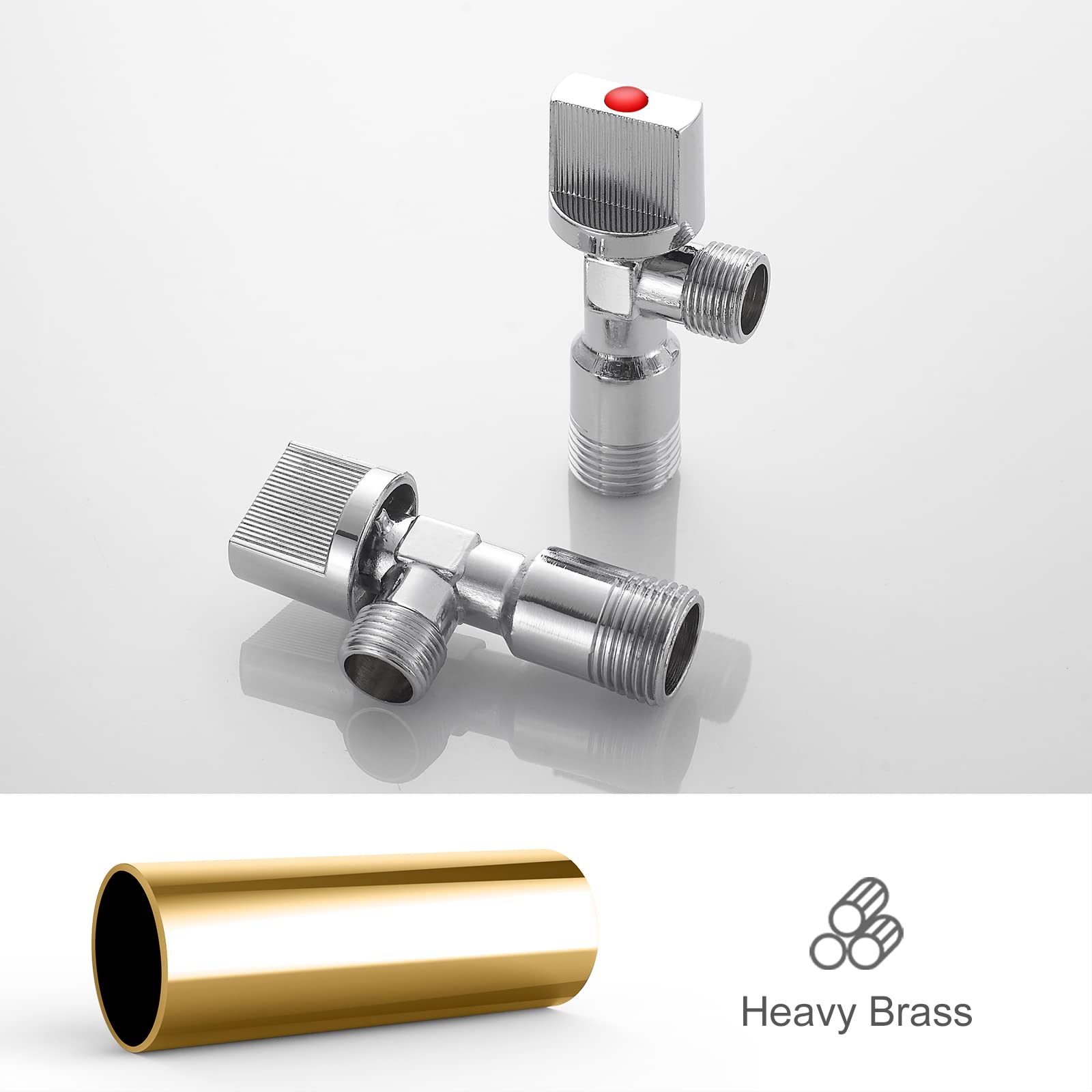 Ibergrif M22008 Angled Water Valve - Wall Mounted Isolation Tap, G1/2', Chrome Brass, Set of Two 3