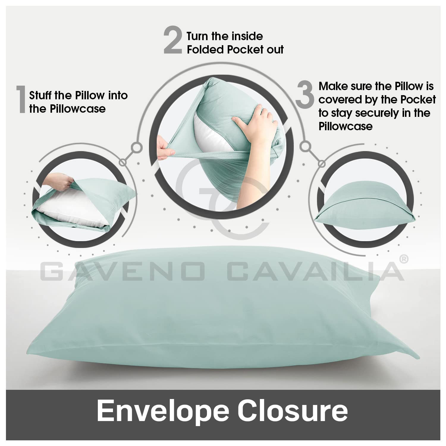 GC GAVENO CAVAILIA Polycotton Pillowcases - 2 Pack, Aqua, Standard Size | Super Soft & Easy Care 4