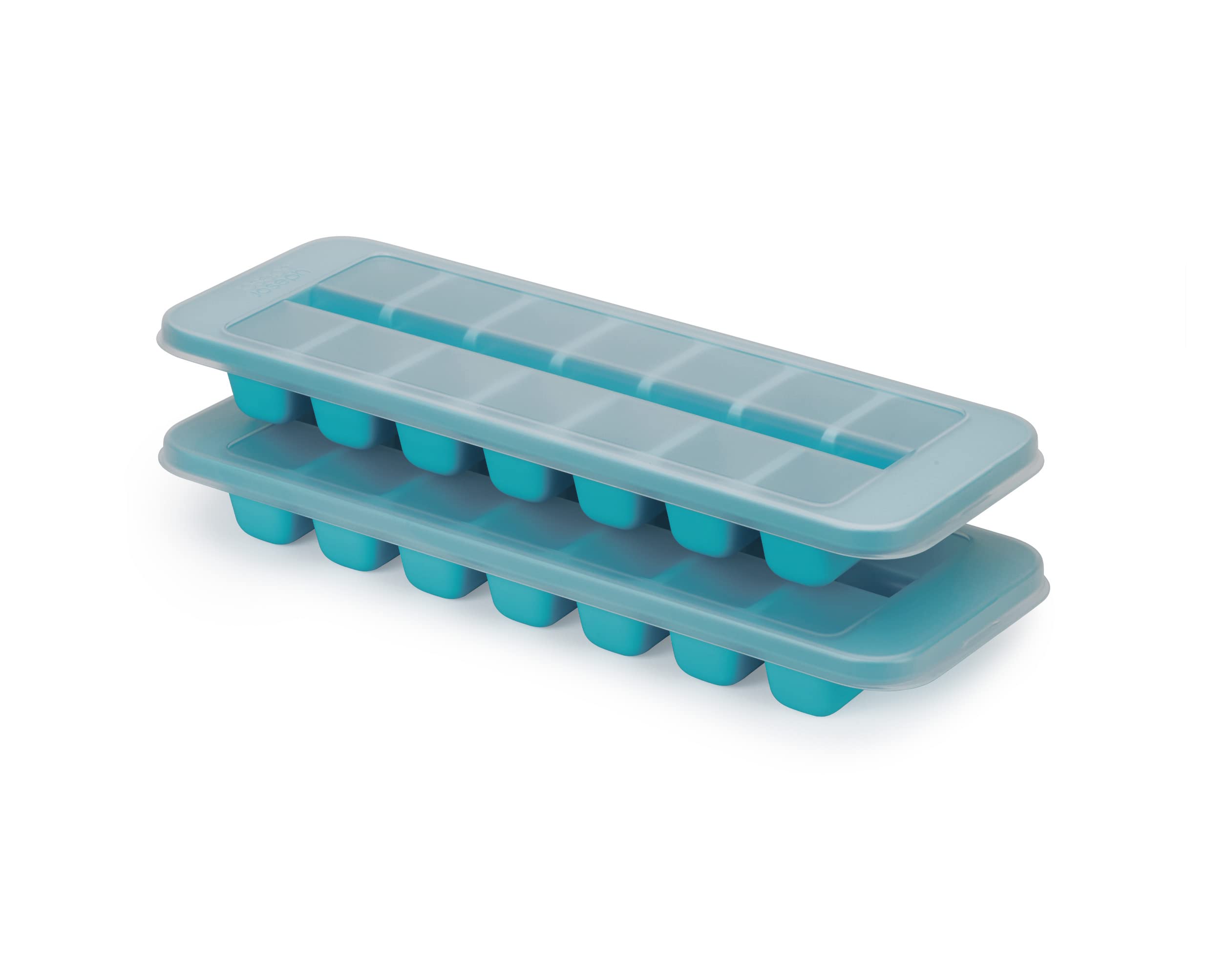 Joseph Joseph Flow Ice Cube Tray with Lid - Easy-Fill, Stackable, Blue | 14 Cubes 1
