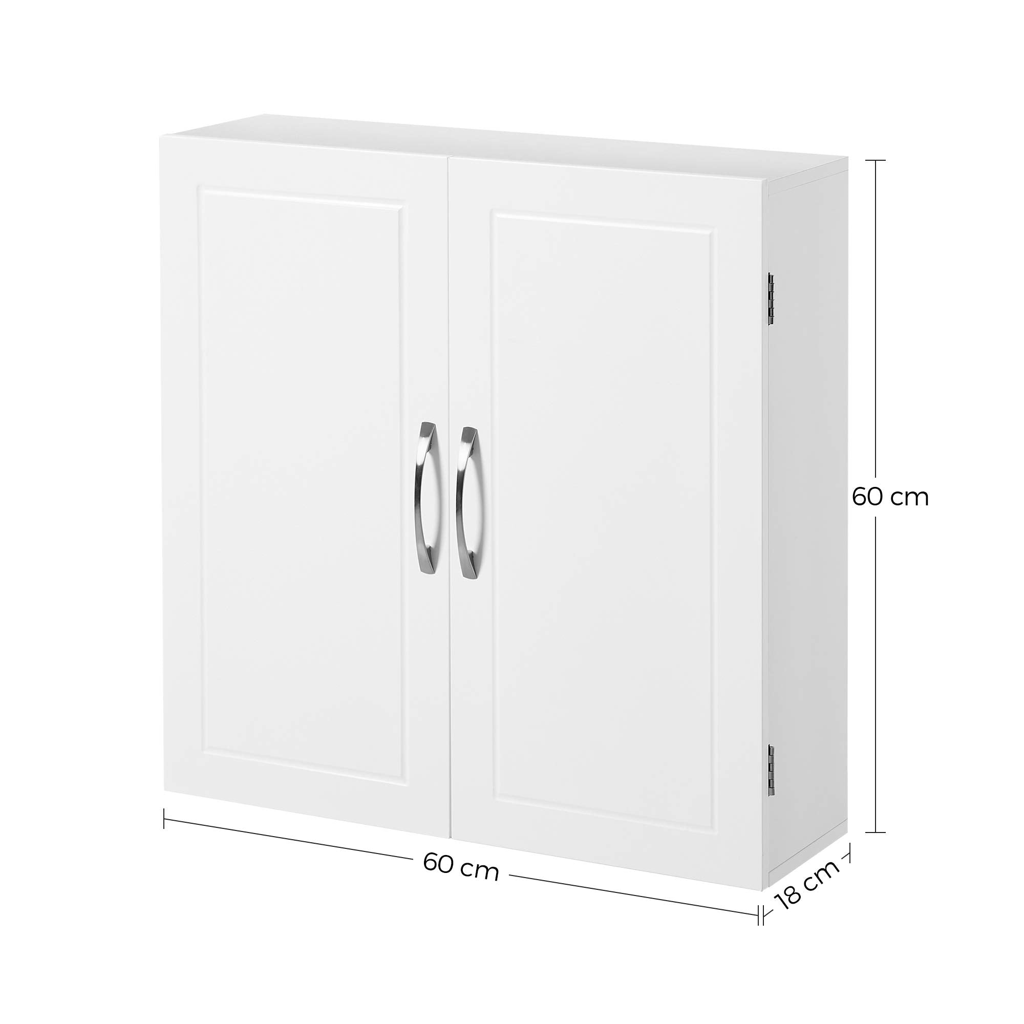 VASAGLE Bathroom Wall Cabinet - Cloud White | Adjustable Shelves | Wall-Mounted Storage | 60x18x60 cm 3