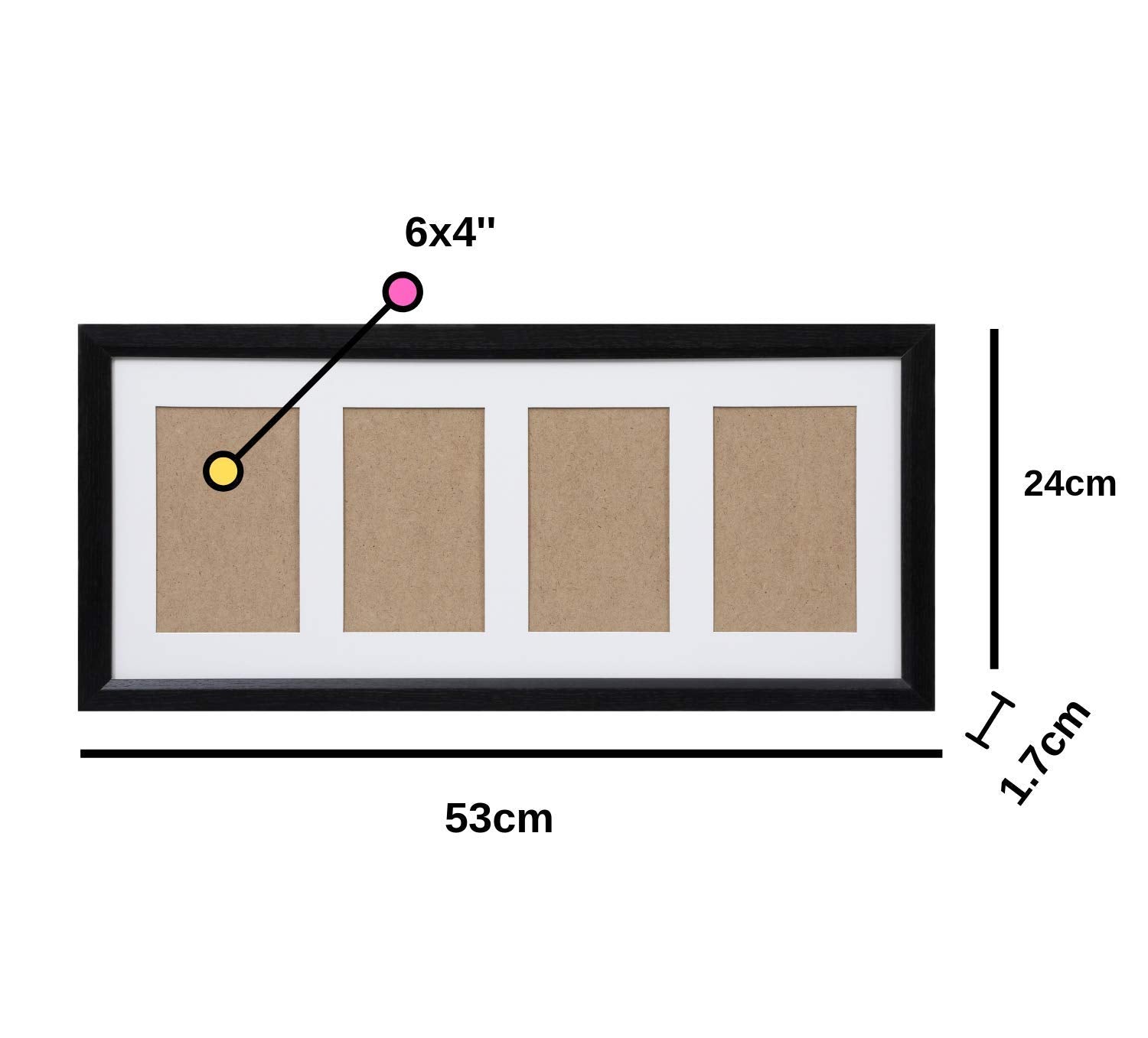 ARPAN MDF 4 Aperture Multi Photo Picture Frame with Mount | Black | Wall Mount Only 4