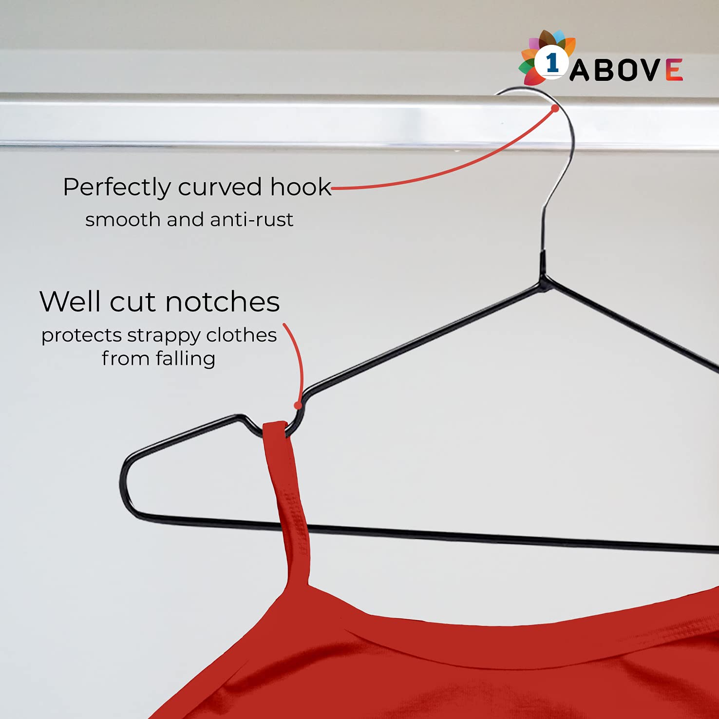 1ABOVE 25 Pack Rubber Coated Metal Hangers - Heavy Duty Space Saving Non-Slip | 0.4cm Thin Profile 8