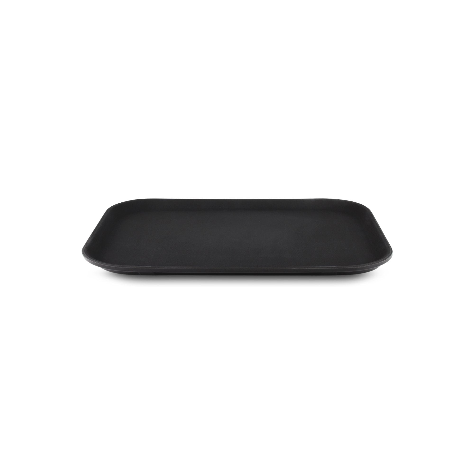 Grunwerg PN-1216 Plastic Rubberized Anti-Skid Serving Tray - Rectangular 40 x 30 cm, Black 1