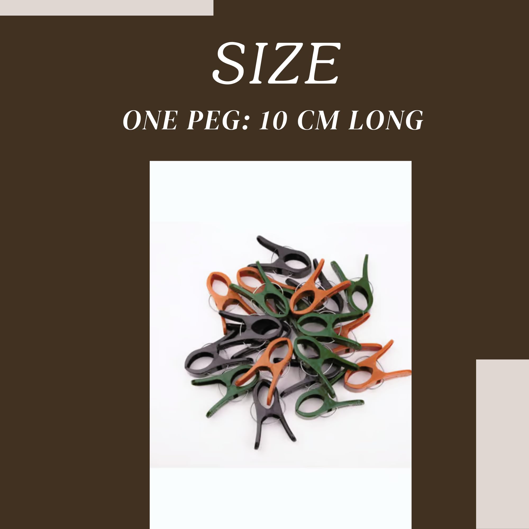 Playlearn 20 Extra Large Nylon Laundry Pegs - Windproof & Anti-slip for Towels, Clothing, and Den Building