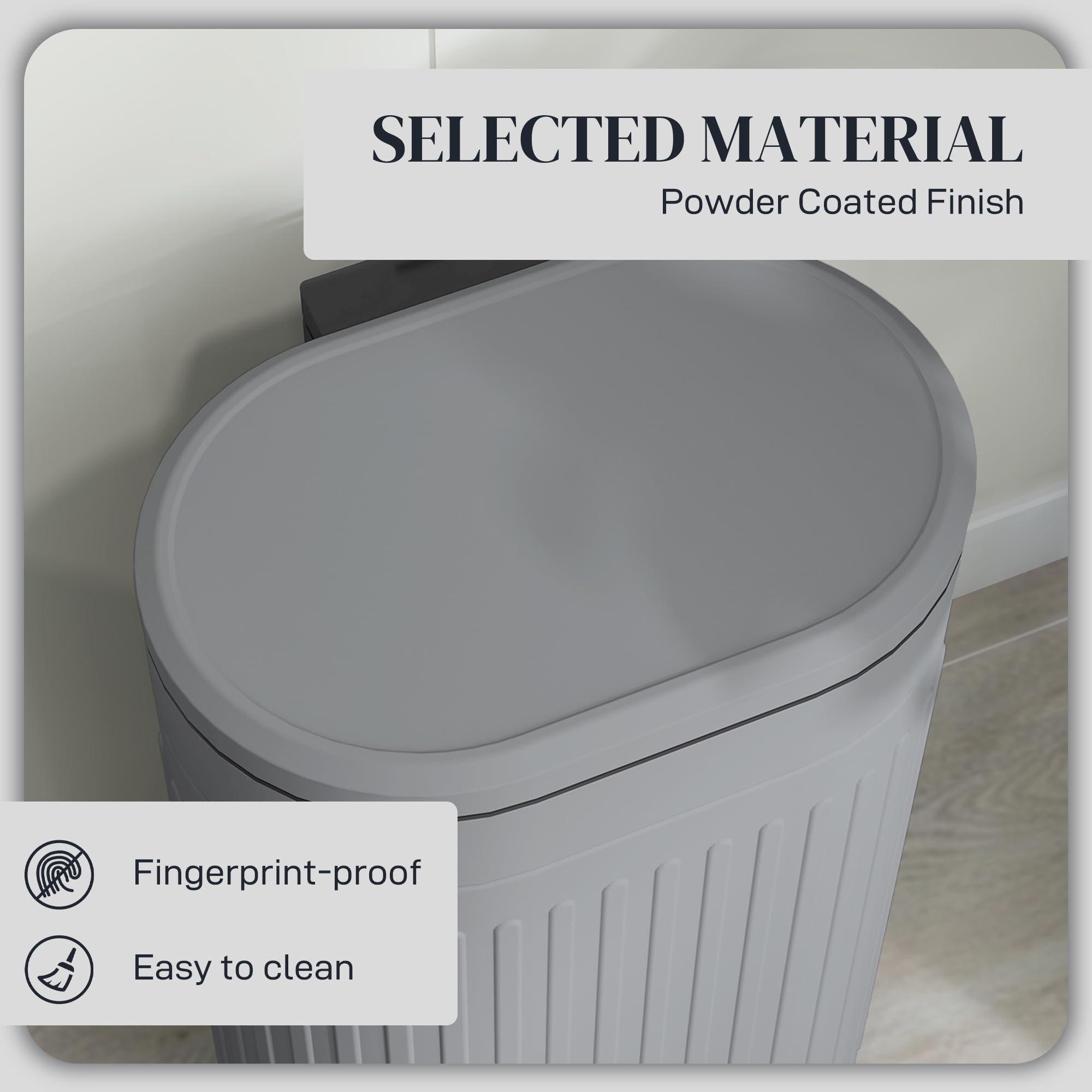 HOMCOM 30L Pedal Bin - Fingerprint-Proof Metal Kitchen Trash Can with Soft-Close Lid 5