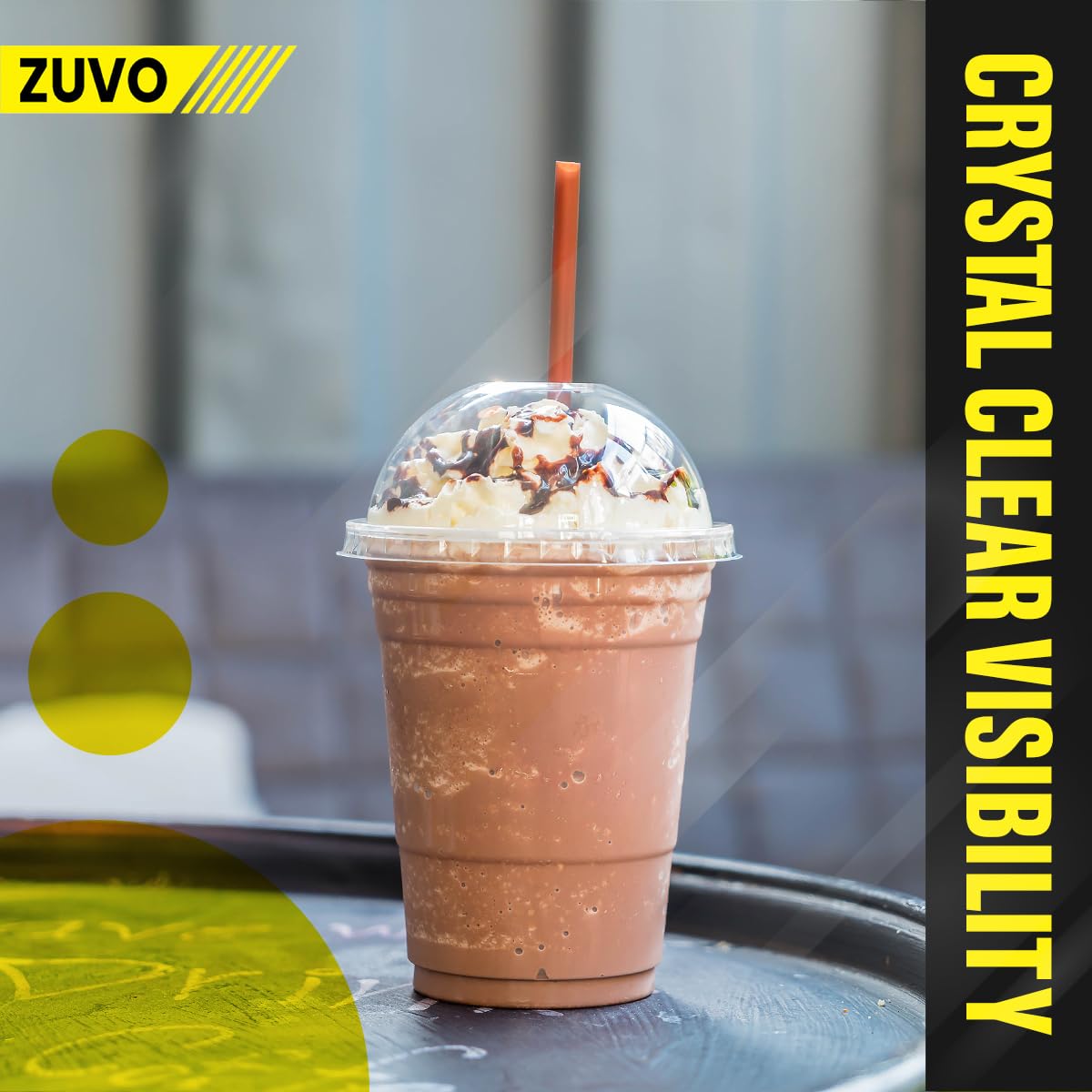 Zuvo Plastic Smoothie Cups with Dome Lids - 16 OZ, 50 Pack | Clear, Reusable, Leak Proof 4