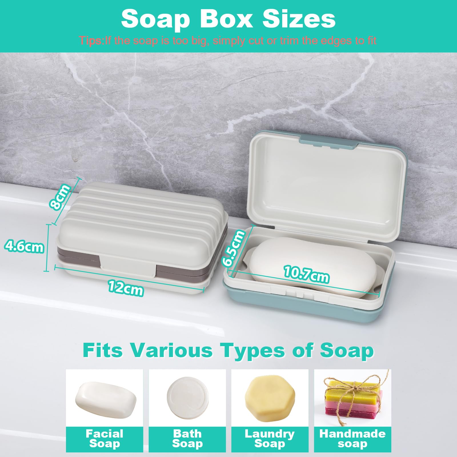 Alyvisun 2 Pcs Travel Soap Case with Lid - Leakproof Design | Removable Draining Board | PP Material 5